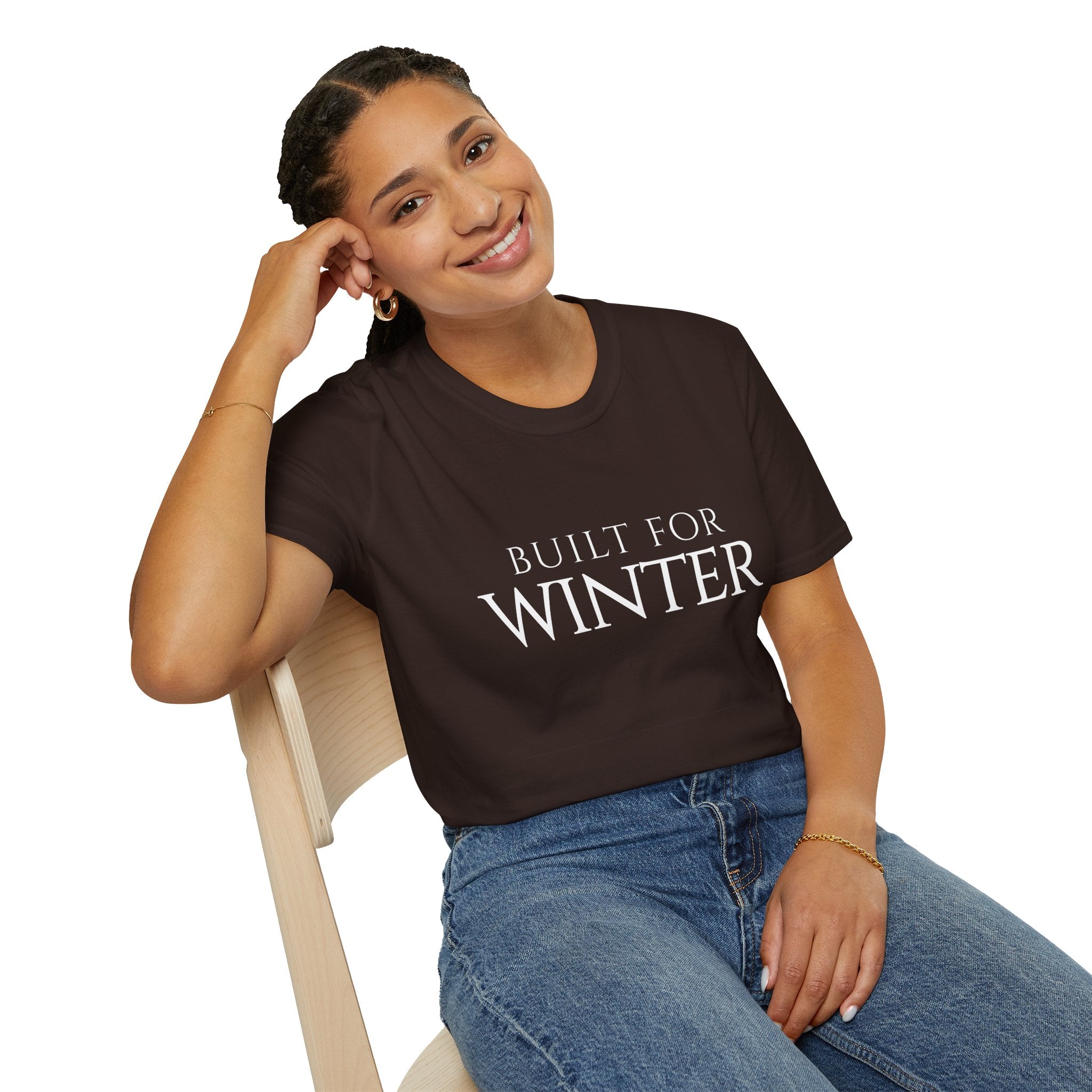 Winter Theme Minimalist Typography Graphic T-Shirt, Built For Winter Tee