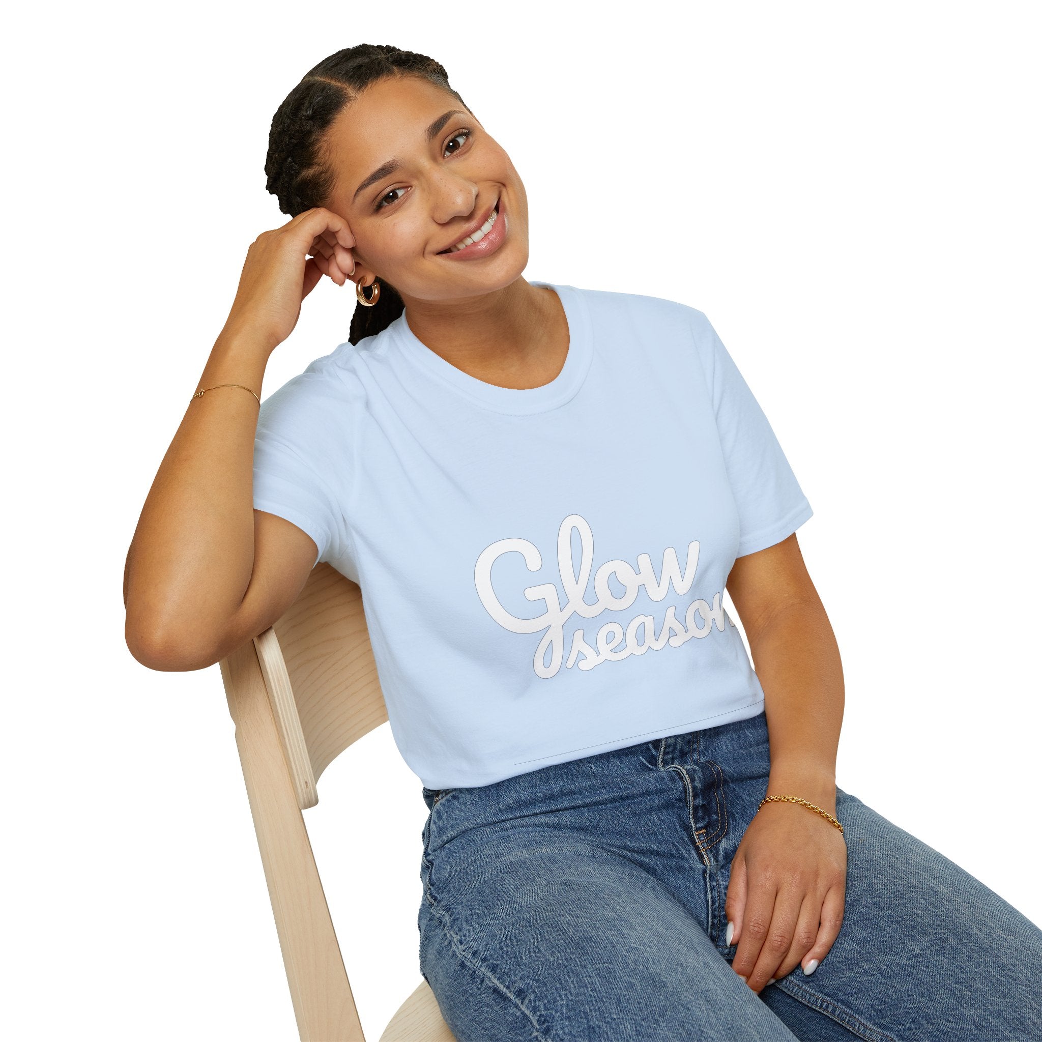Summer Theme Minimalist Typography T-Shirt, Glow Season Script Tee