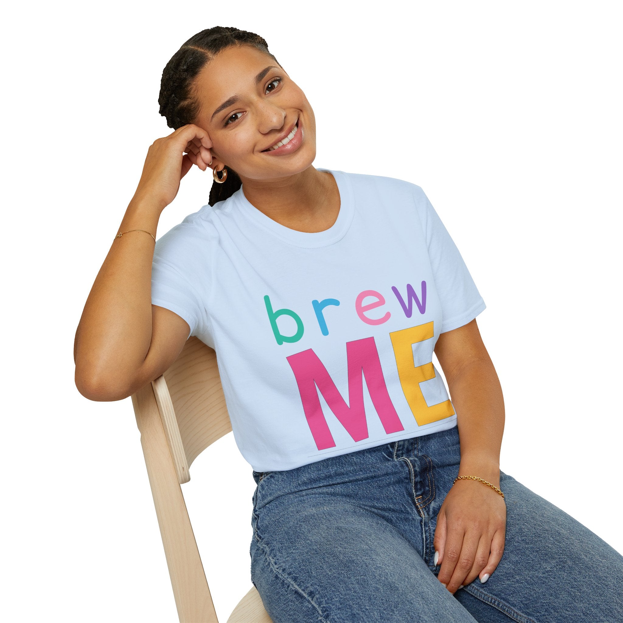 Colorful Theme Typography T-Shirt, Brew Me Colorful Graphic Tee