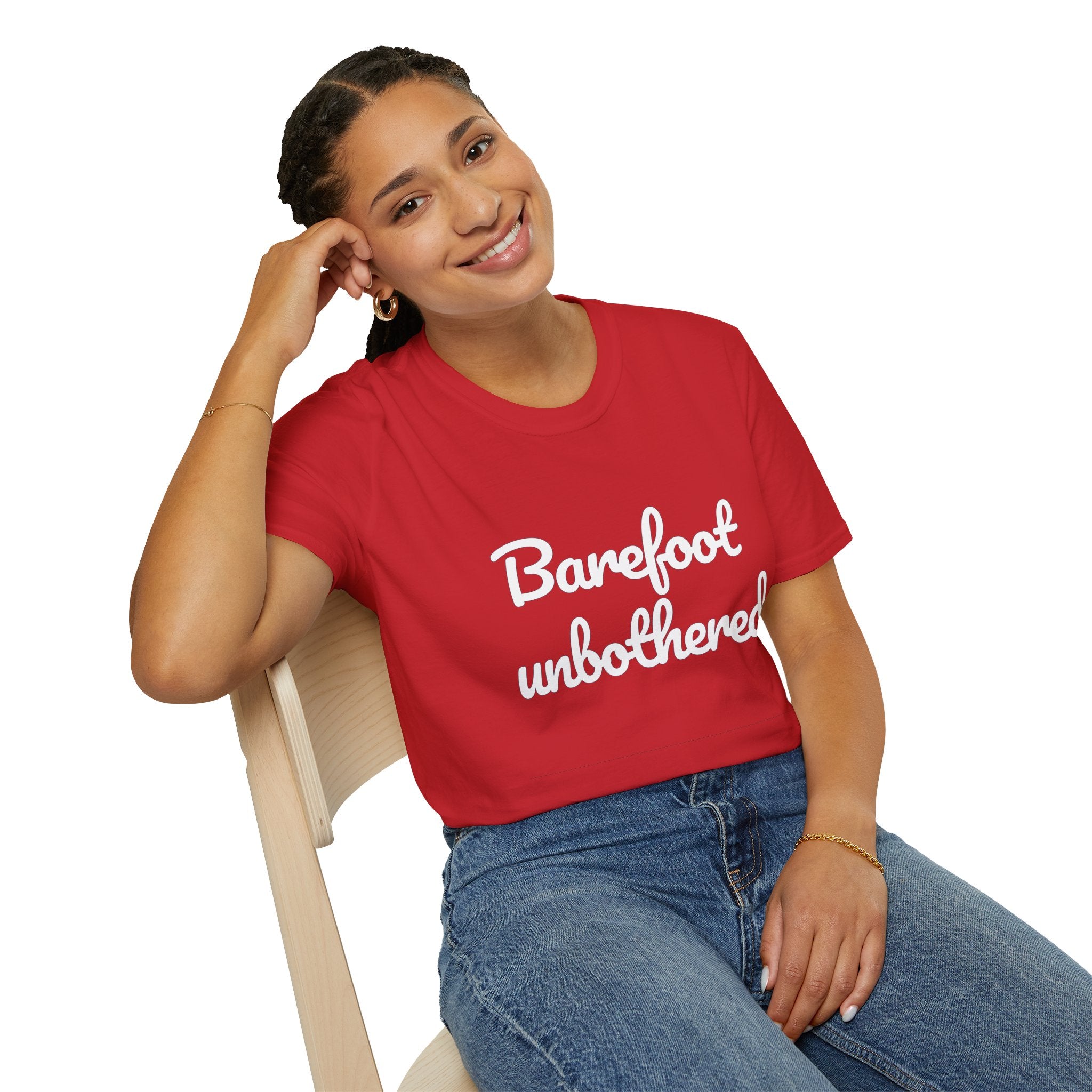 Summer Theme Minimalist Typography T-Shirt, Barefoot Unbothered Tee