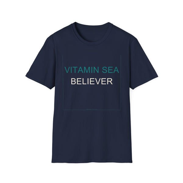 Summer Theme Minimalist Typography T-Shirt, Vitamin Sea Believer Tee