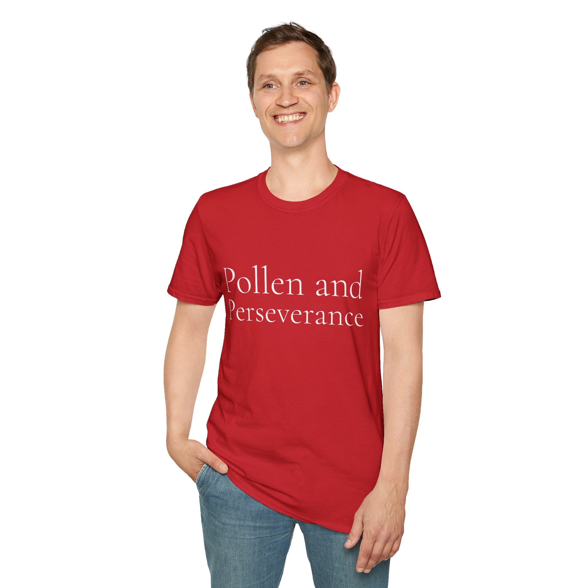 Spring Theme Typography T-Shirt, Pollen and Perseverance Nature Graphic Tee