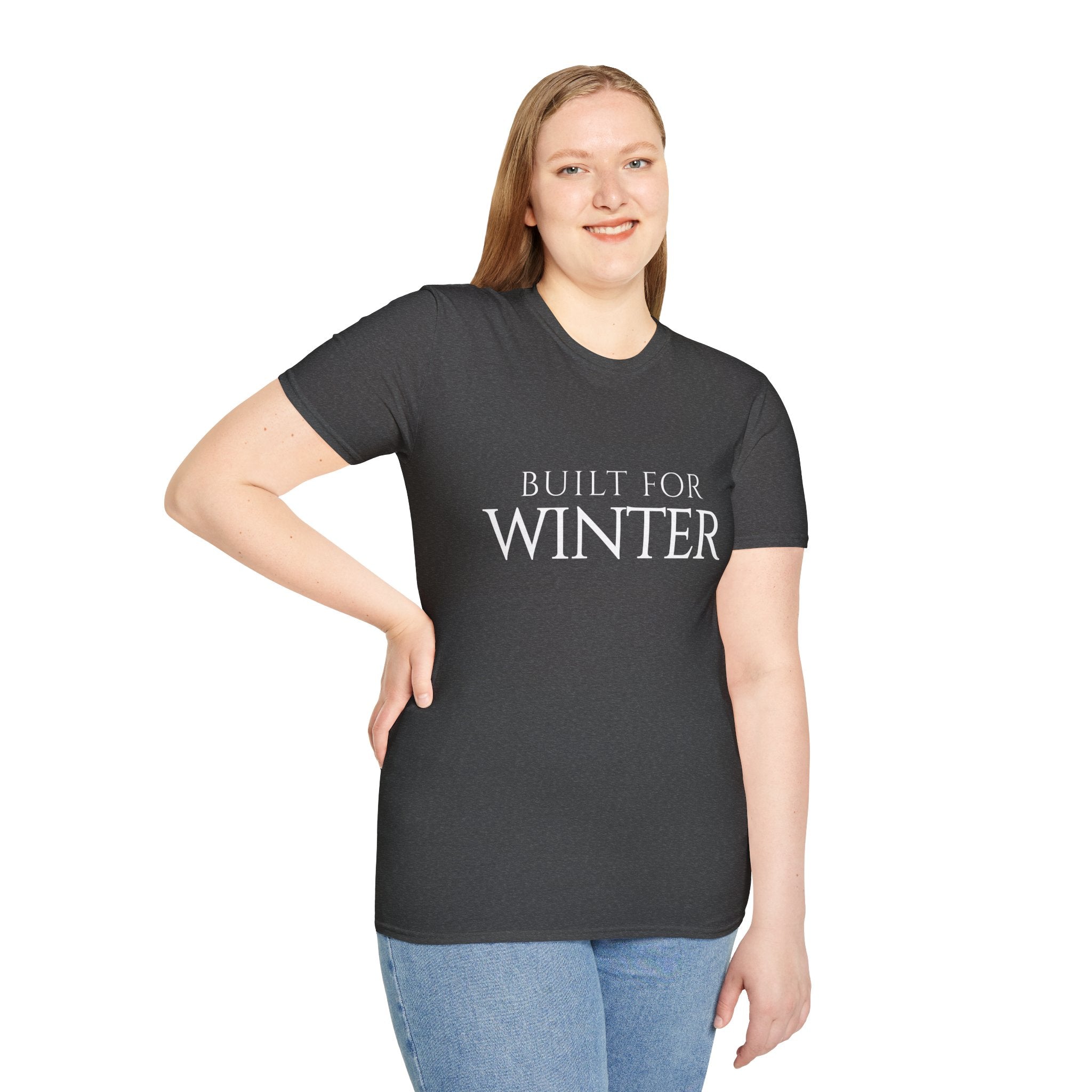 Winter Theme Minimalist Typography Graphic T-Shirt, Built For Winter Tee