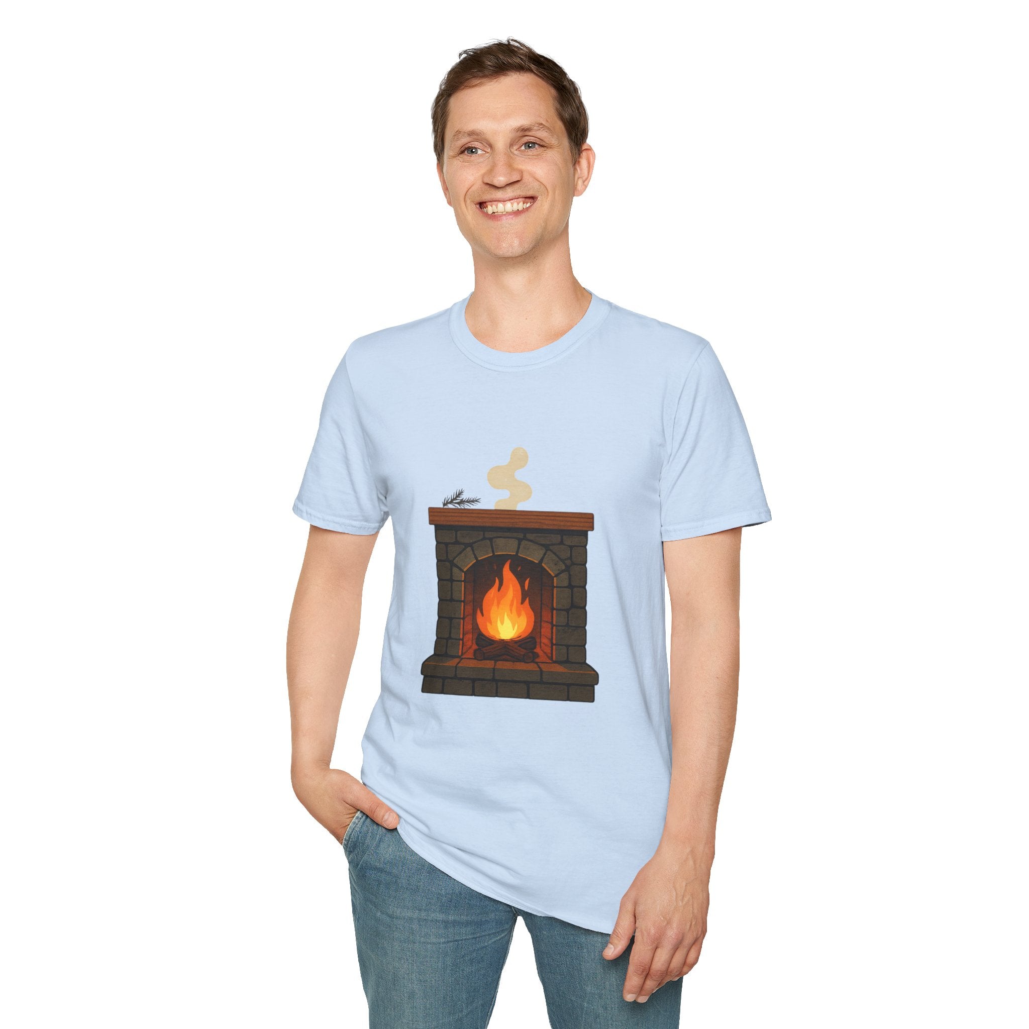 Cozy Fireplace Graphic T Shirt Warm Aesthetic Relaxed Fit Tee