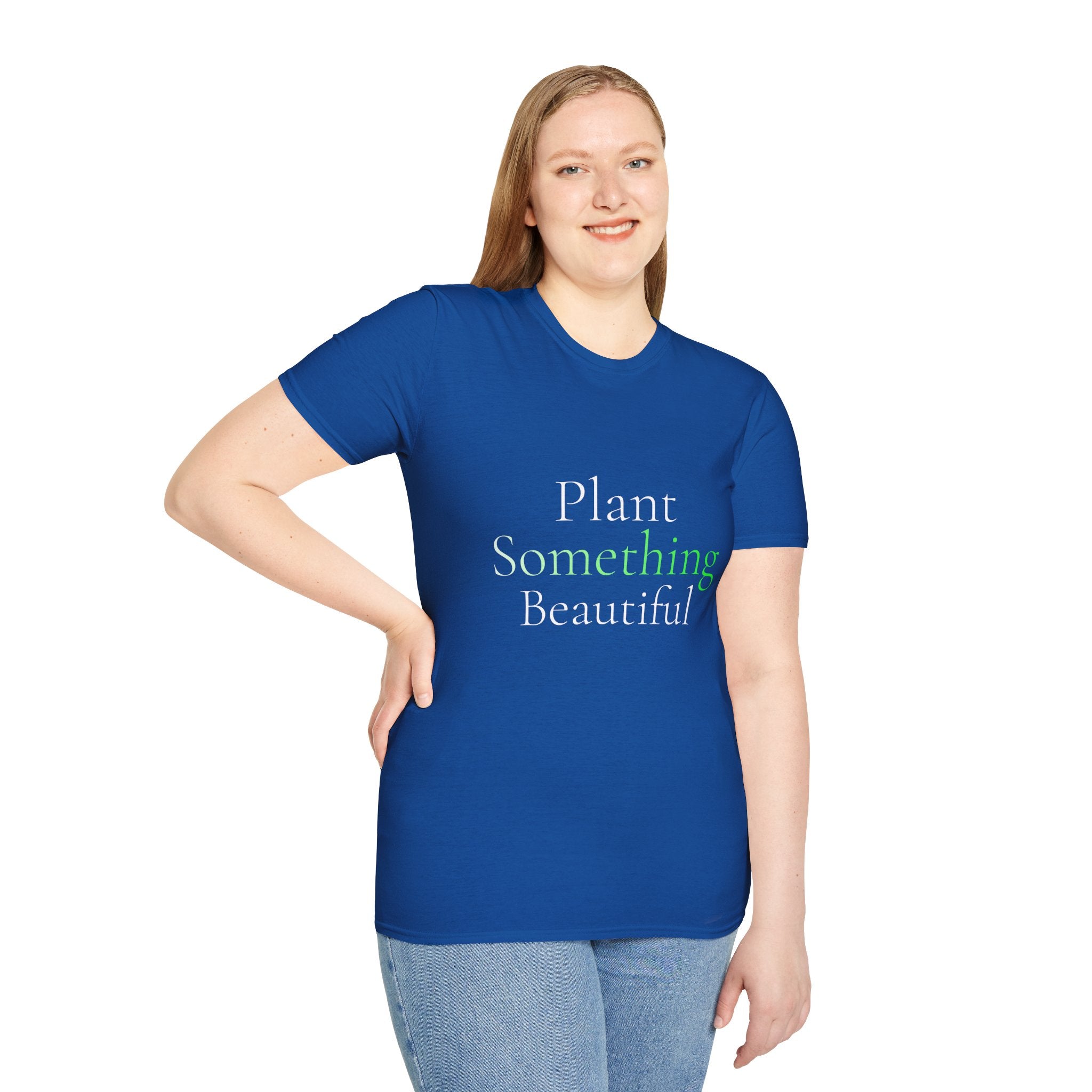 Spring Theme Typography T-Shirt, Plant Something Beautiful Garden Tee