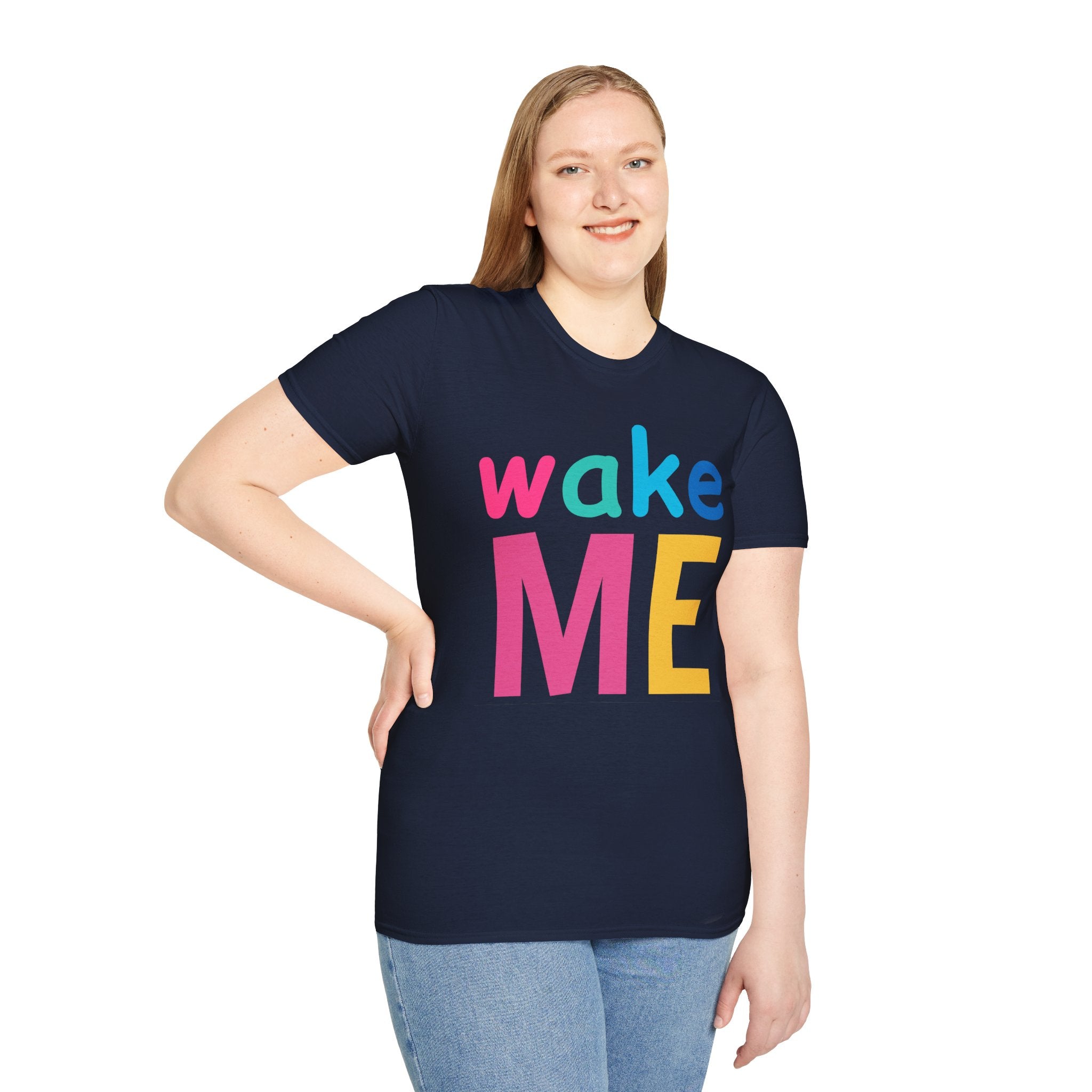 Colorful Theme Typography T-Shirt, Wake Me Graphic Tee