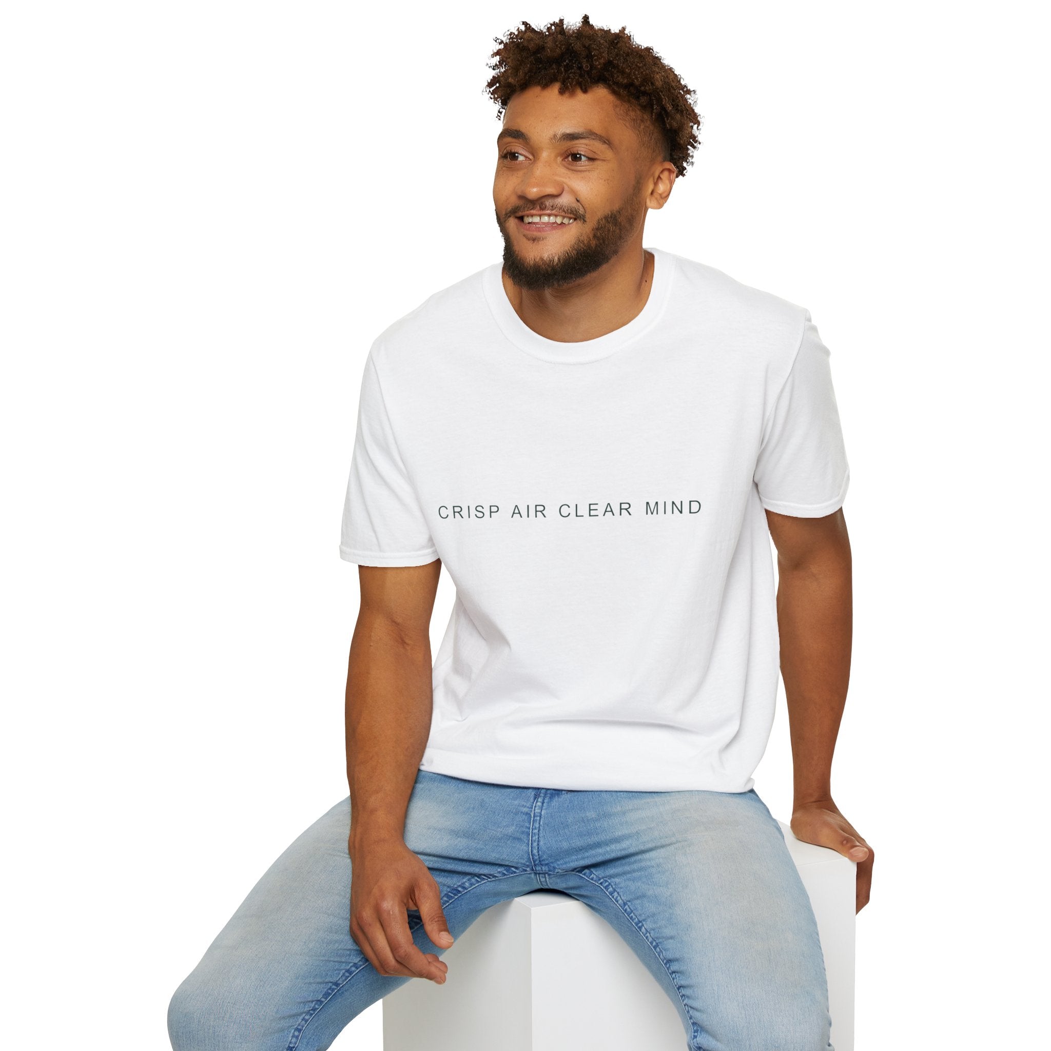 Fall Theme Minimalist Typography T-Shirt, Crisp Air Clear Mind Graphic Tee