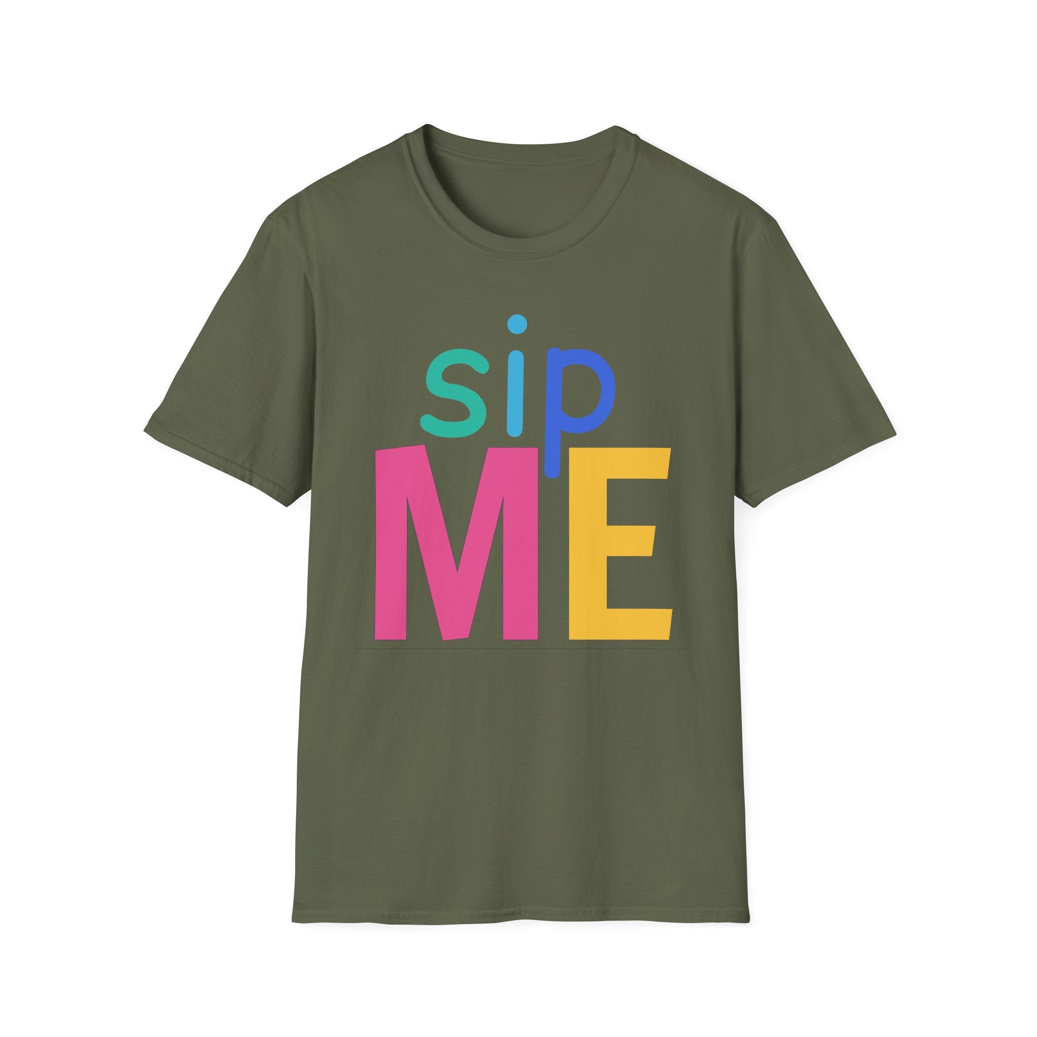 Colorful Theme Typography T-Shirt, Sip Me Graphic Tee