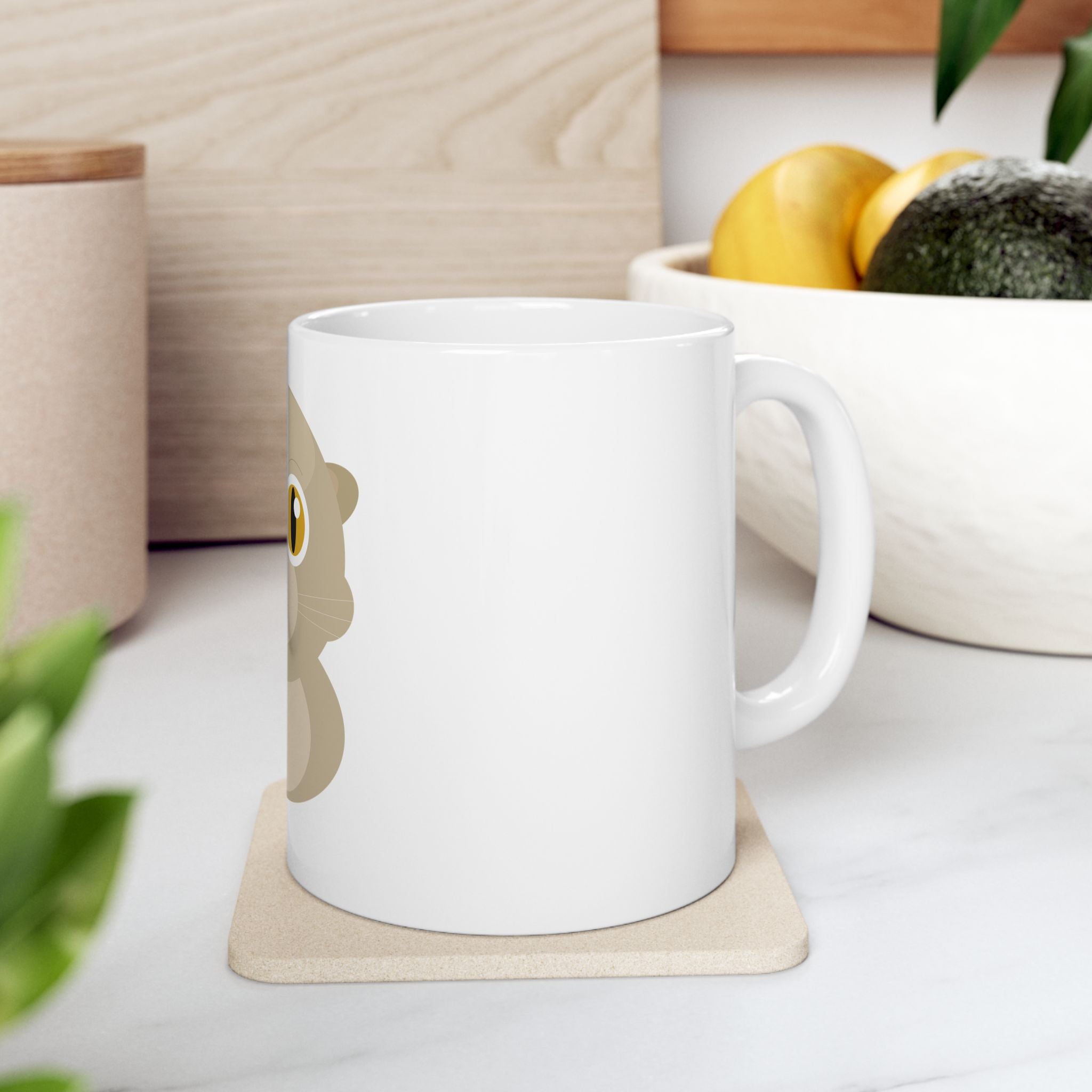 Cute Big-Eyed Cat Ceramic Mug | Adorable Animal Coffee Cup