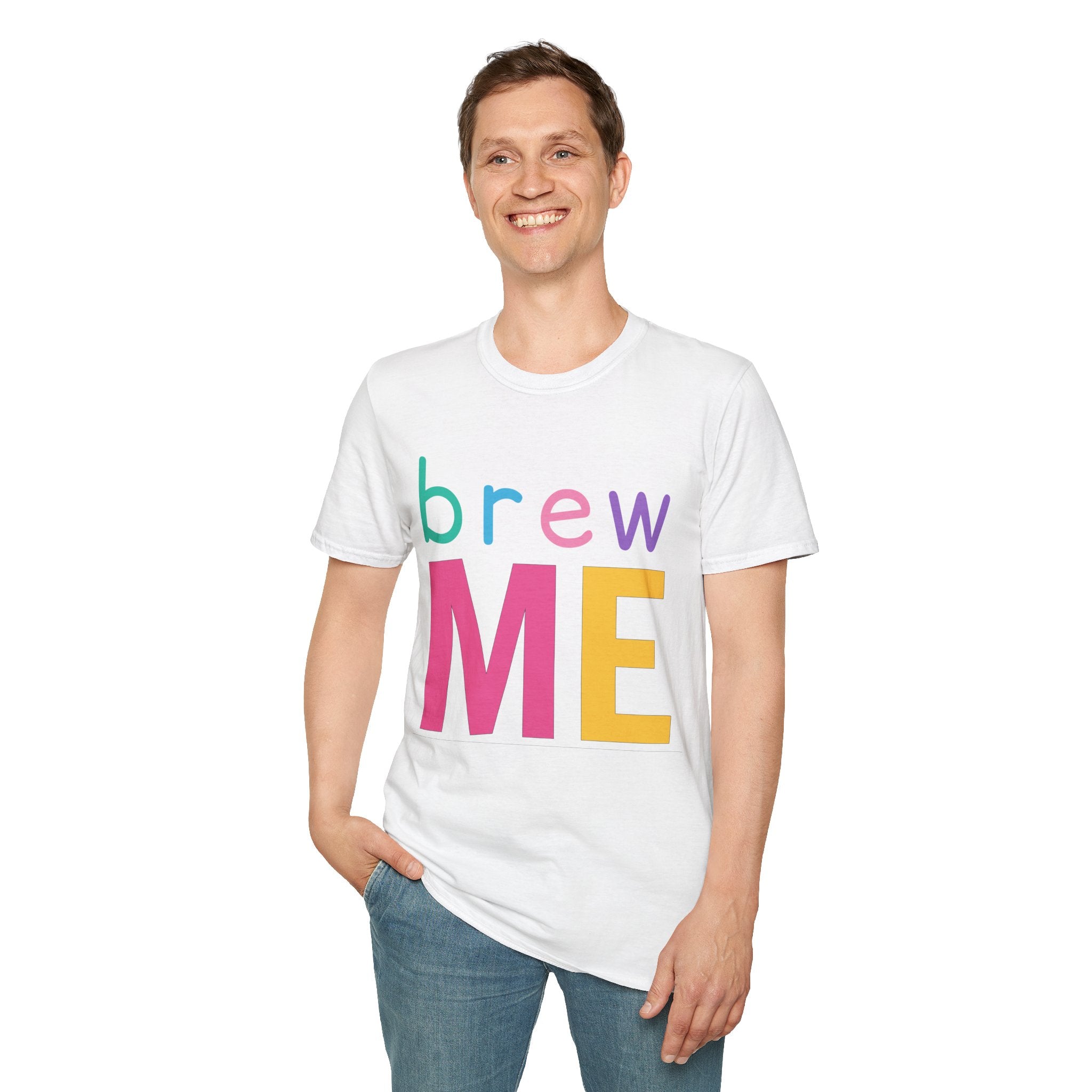 Colorful Theme Typography T-Shirt, Brew Me Colorful Graphic Tee