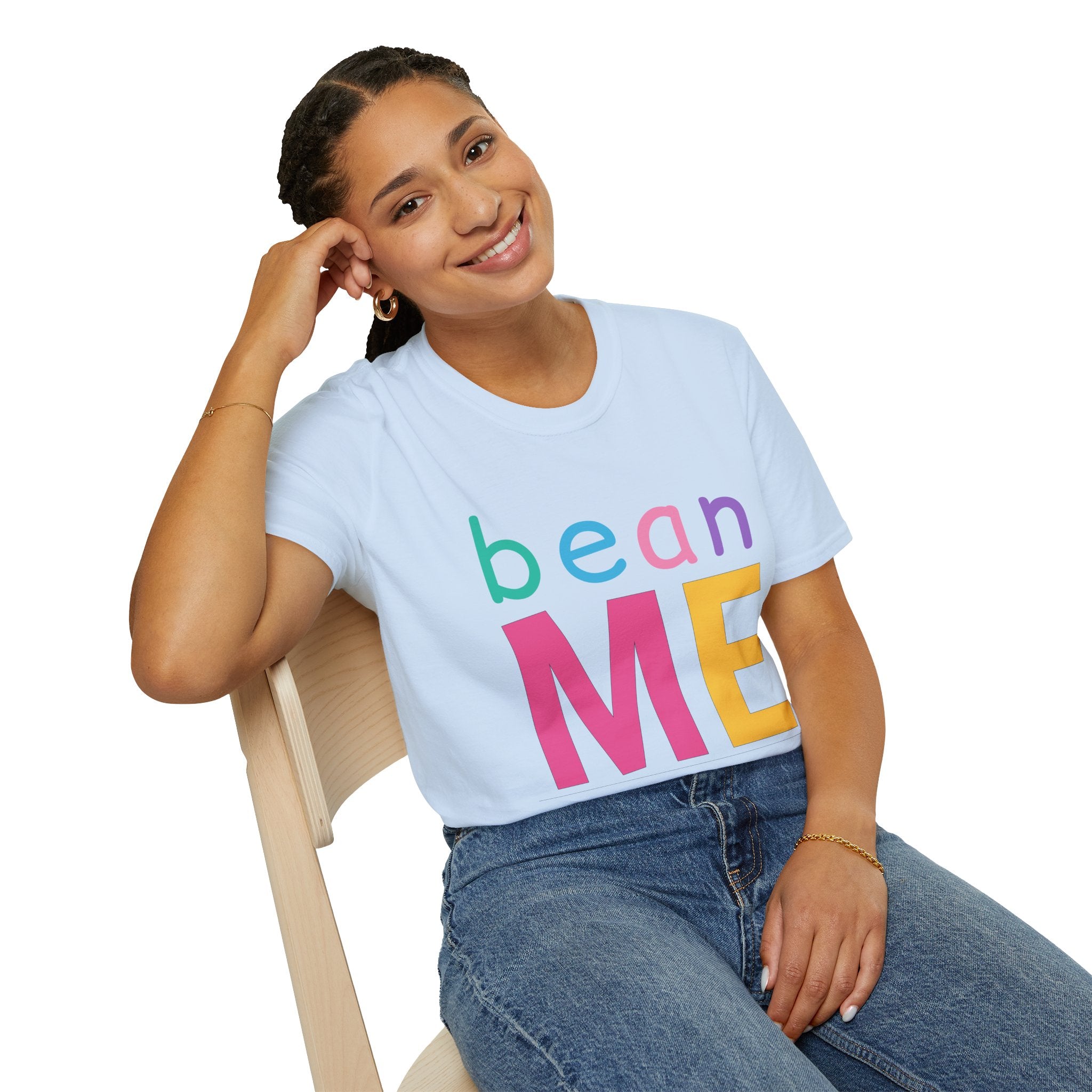 Colorful Theme Typography T-Shirt, Bean Me Colorful Playful Graphic Tee