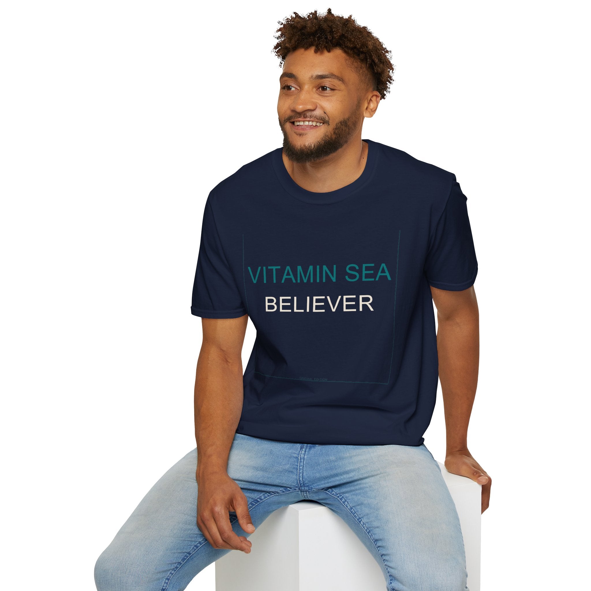 Summer Theme Minimalist Typography T-Shirt, Vitamin Sea Believer Tee