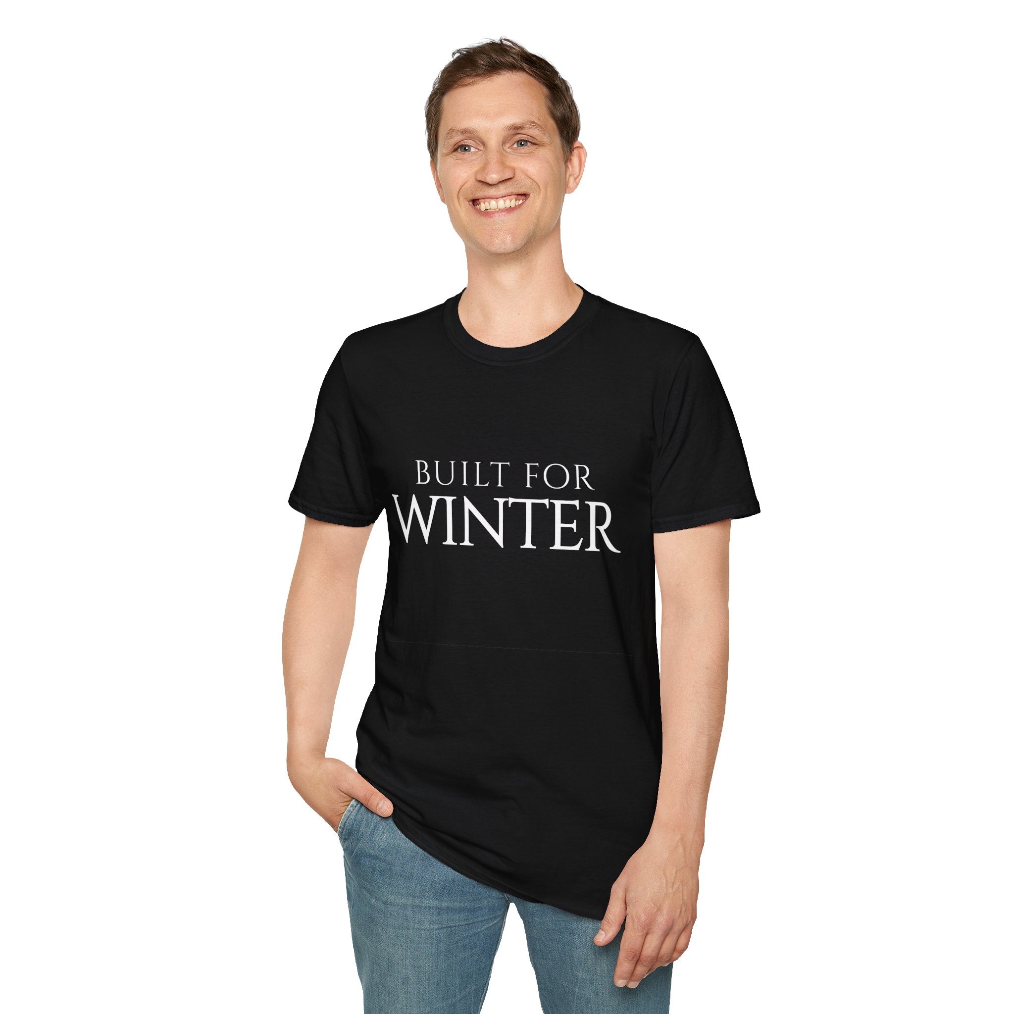 Winter Theme Minimalist Typography Graphic T-Shirt, Built For Winter Tee