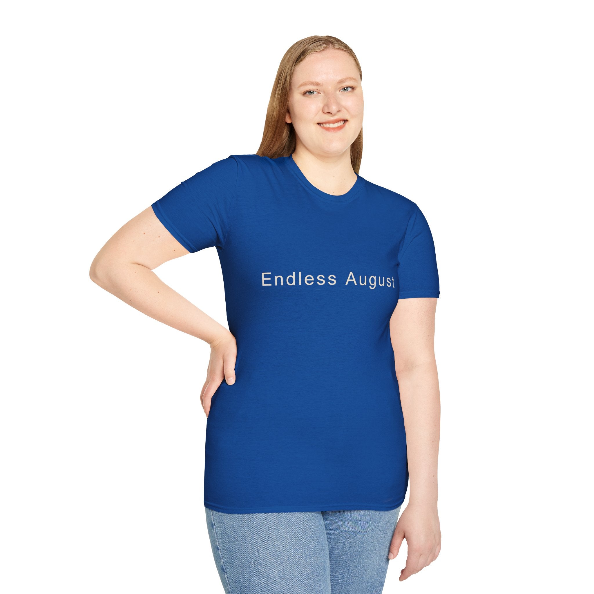 Summer Theme Minimalist Typography T-Shirt, Endless August Script Tee