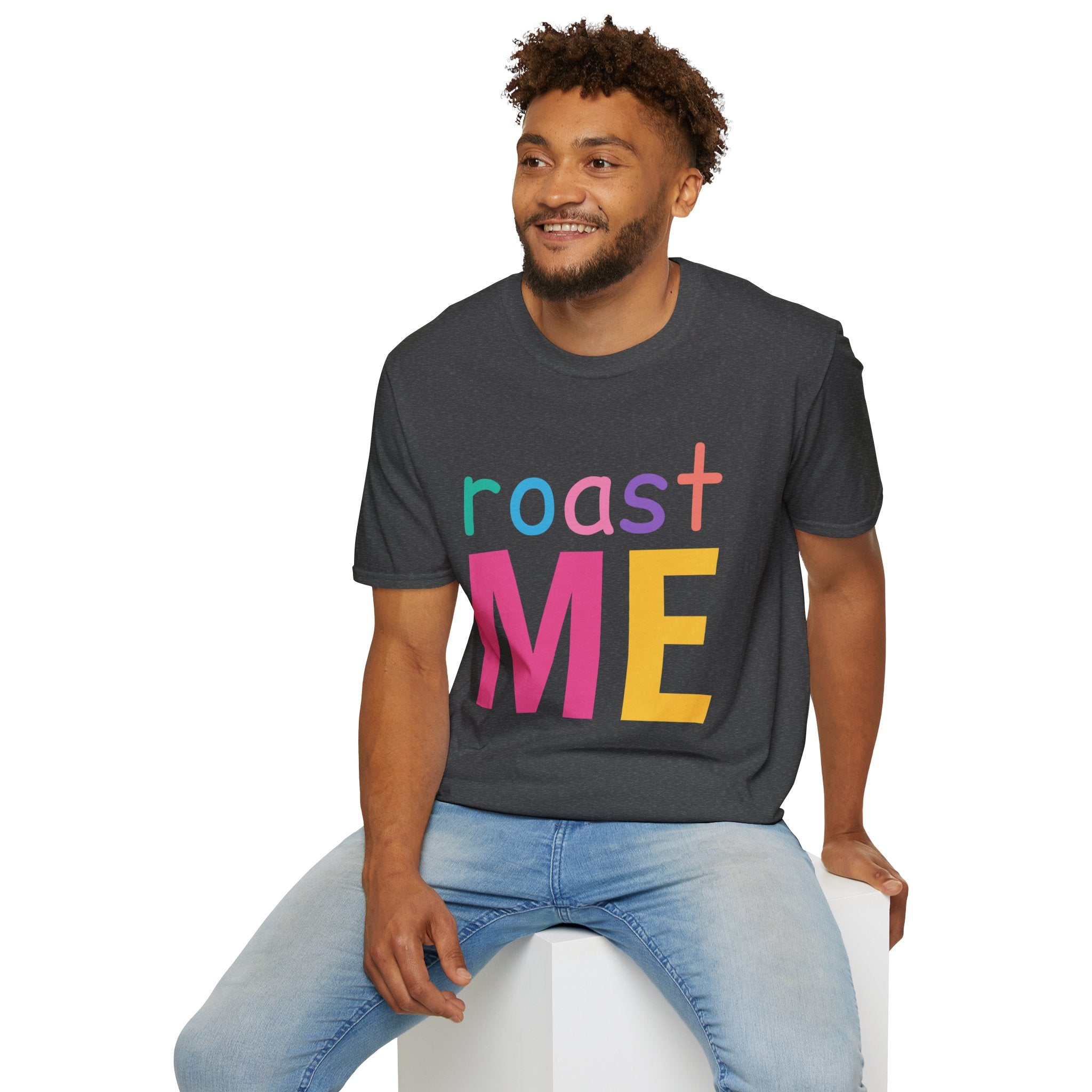 Colorful Theme Typography T-Shirt, Roast Me Graphic Tee