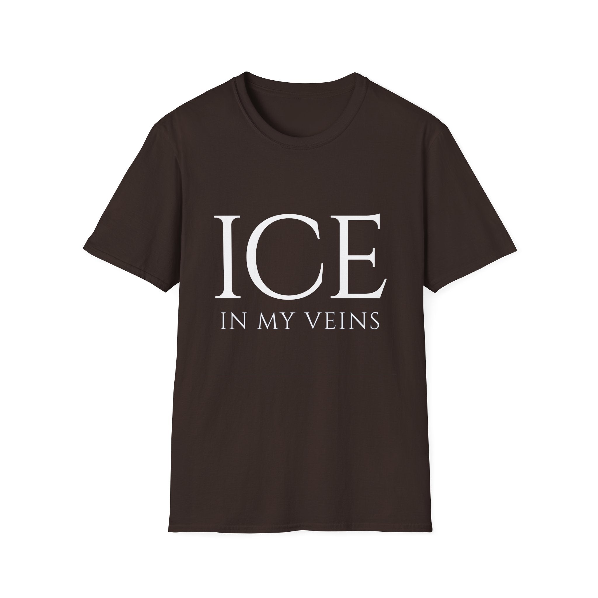 Winter Theme Minimalist Typography Graphic T-Shirt, Ice In My Veins Tee