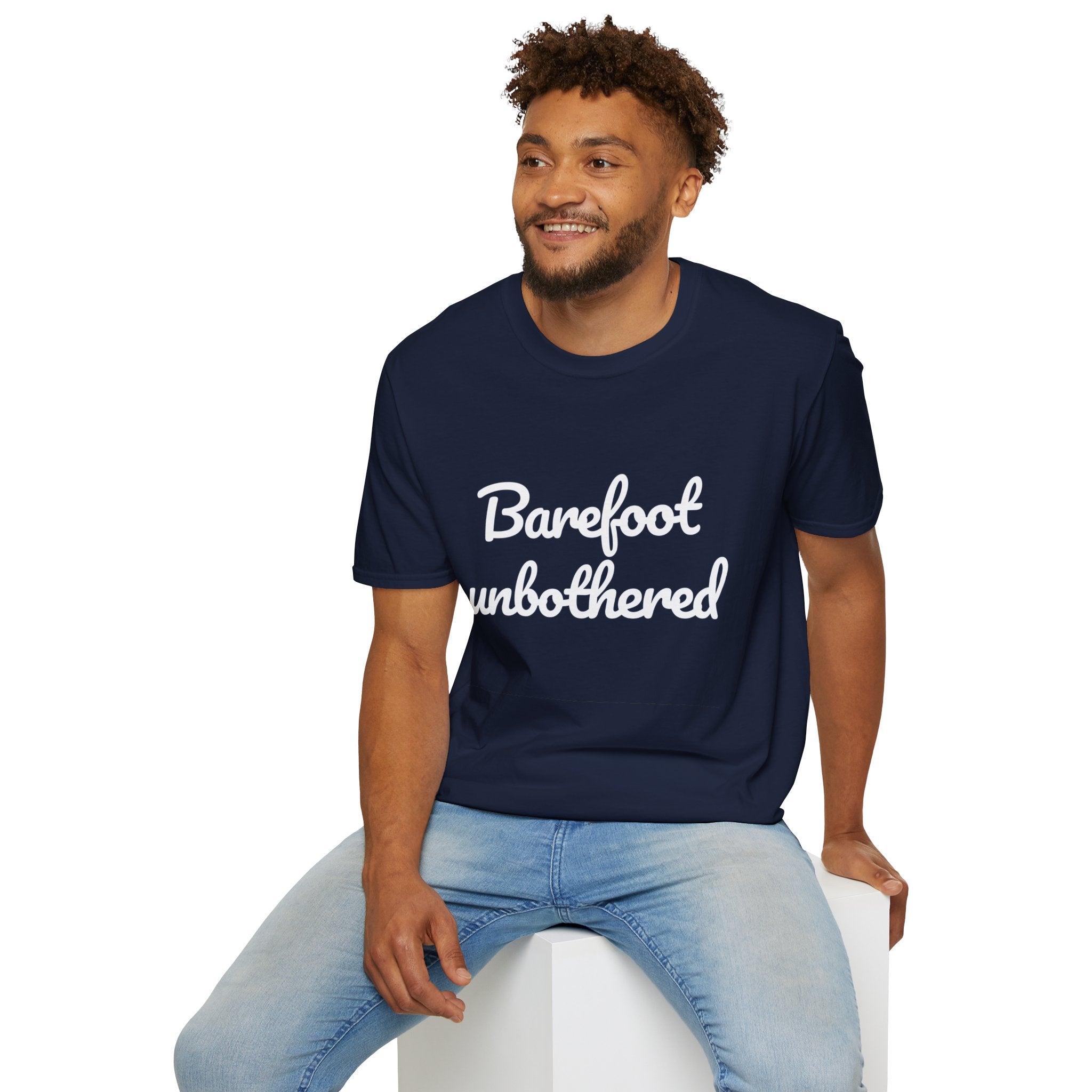 Summer Theme Minimalist Typography T-Shirt, Barefoot Unbothered Tee