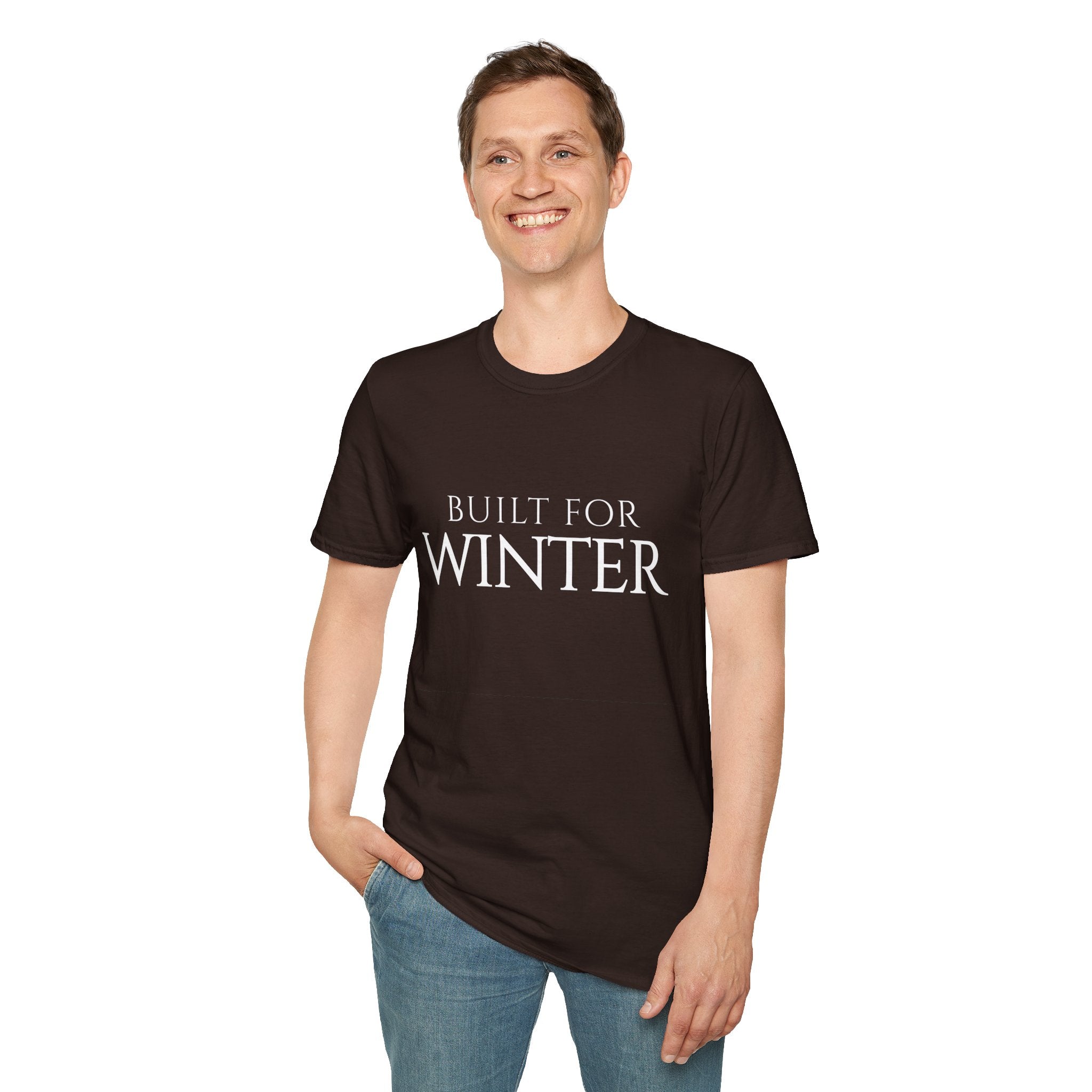 Winter Theme Minimalist Typography Graphic T-Shirt, Built For Winter Tee