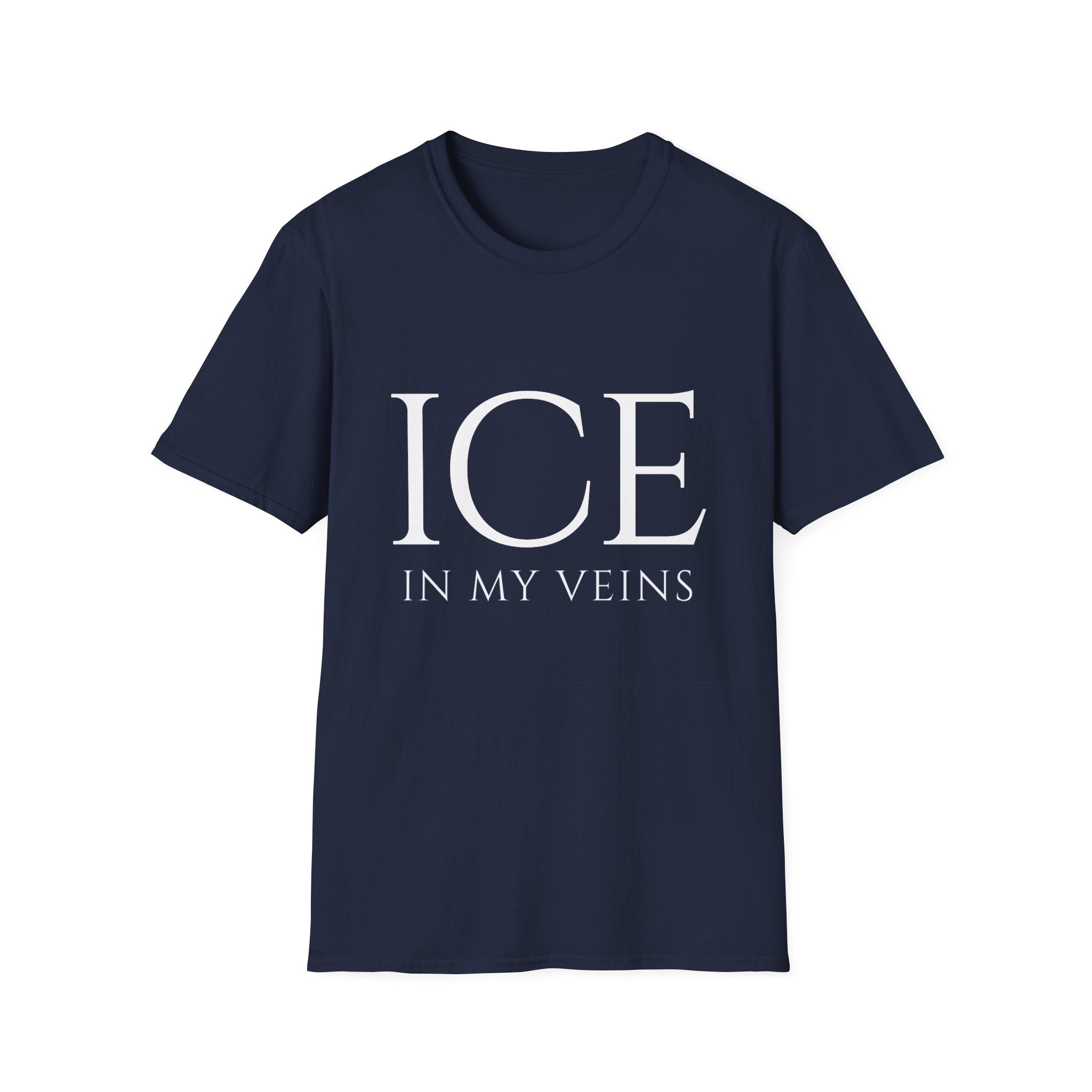 Winter Theme Minimalist Typography Graphic T-Shirt, Ice In My Veins Tee