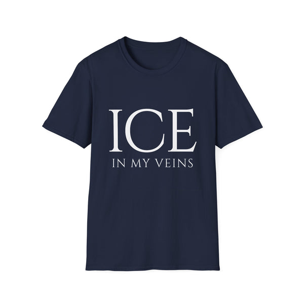 Winter Theme Minimalist Typography Graphic T-Shirt, Ice In My Veins Tee