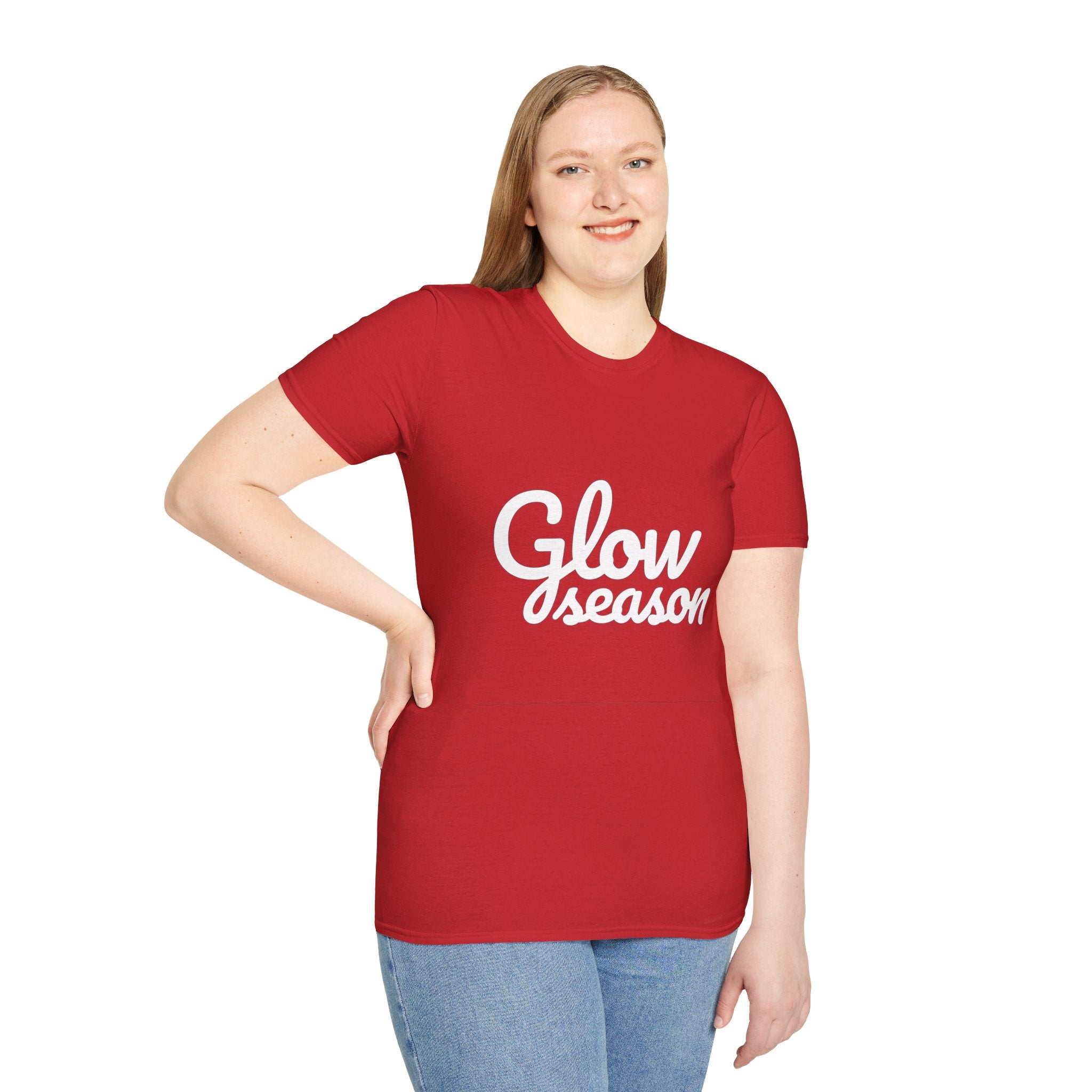 Summer Theme Minimalist Typography T-Shirt, Glow Season Script Tee