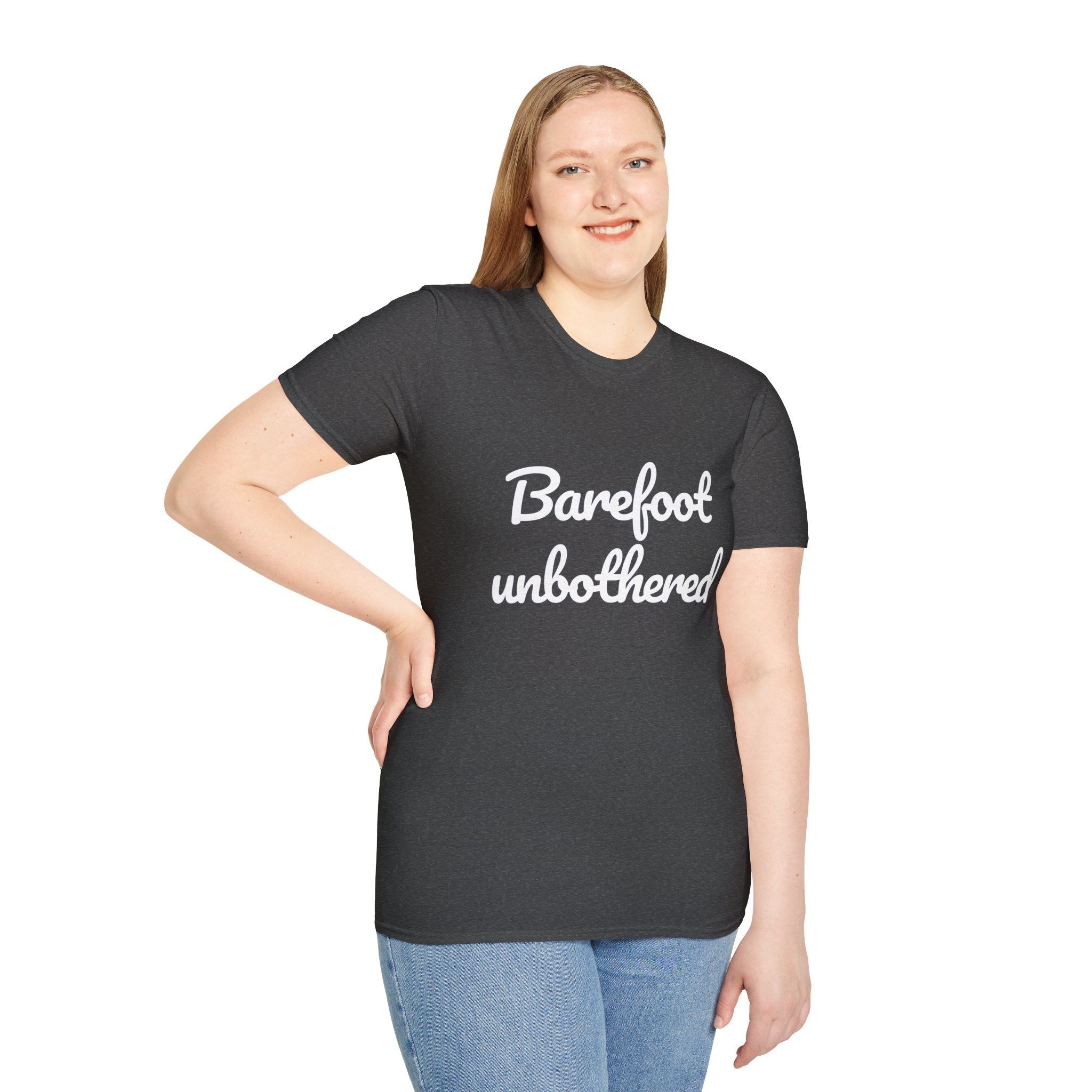 Summer Theme Minimalist Typography T-Shirt, Barefoot Unbothered Tee