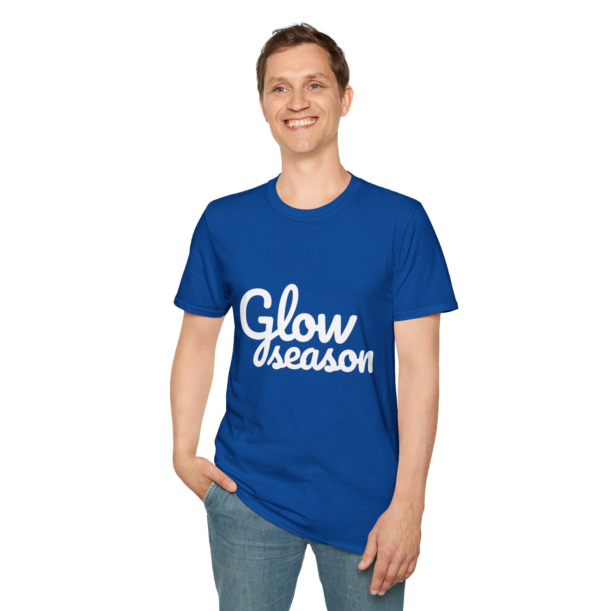 Summer Theme Minimalist Typography T-Shirt, Glow Season Script Tee
