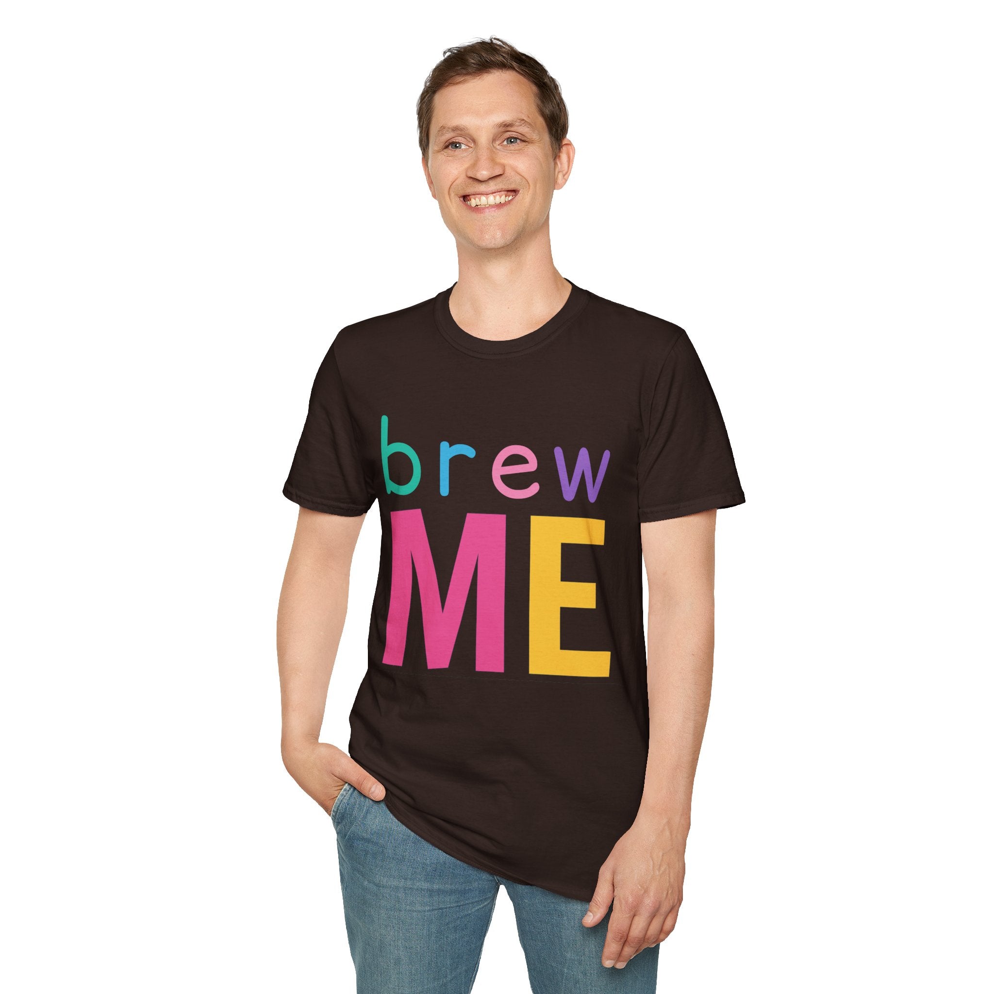 Colorful Theme Typography T-Shirt, Brew Me Colorful Graphic Tee
