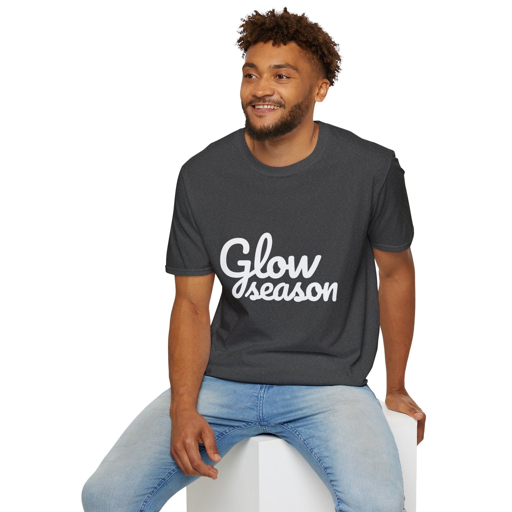 Summer Theme Minimalist Typography T-Shirt, Glow Season Script Tee
