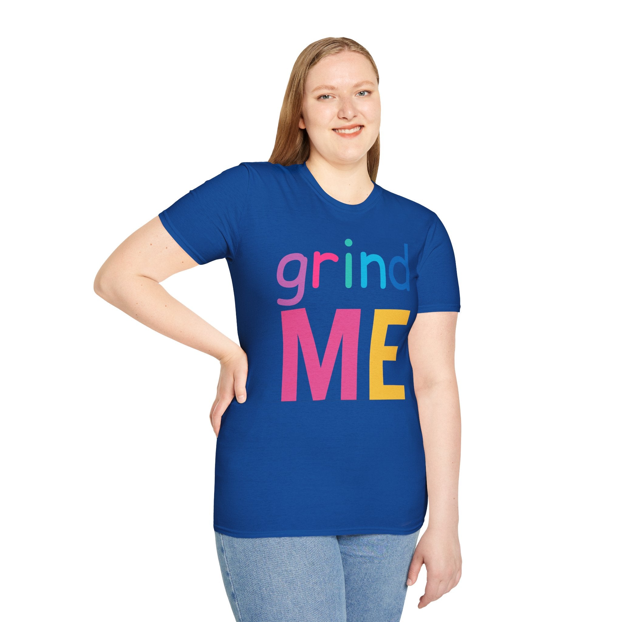 Colorful Theme Typography T-Shirt,  Grind Me Graphic T-Shirt