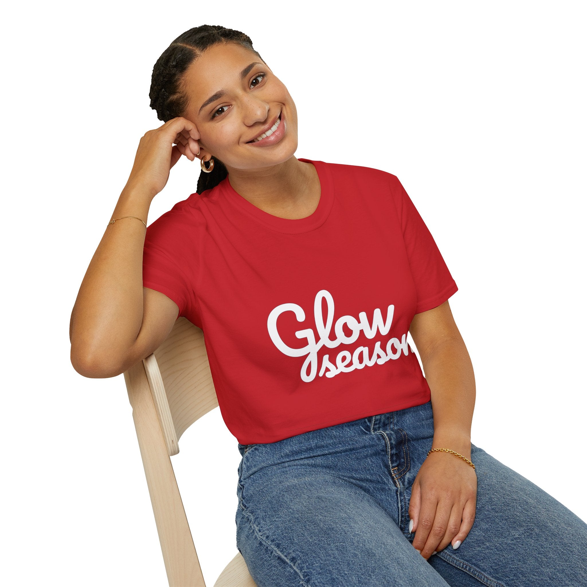 Summer Theme Minimalist Typography T-Shirt, Glow Season Script Tee
