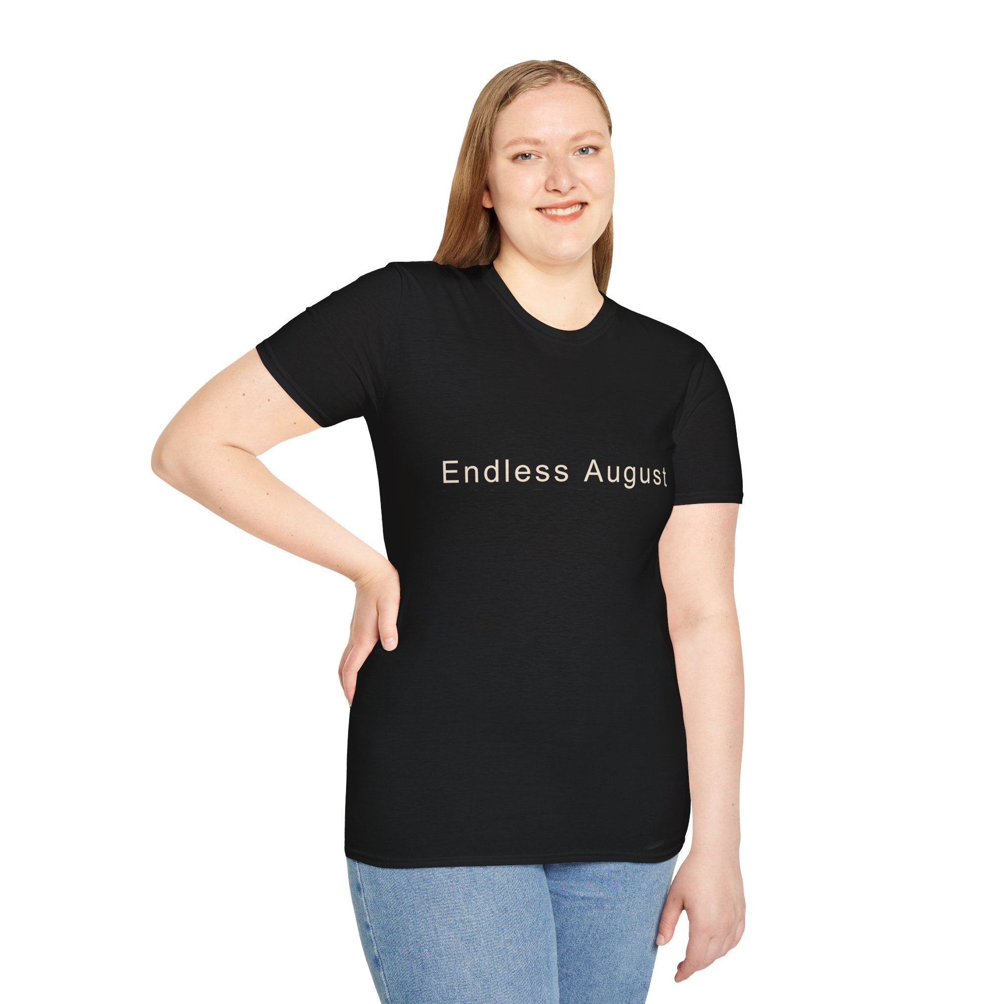 Summer Theme Minimalist Typography T-Shirt, Endless August Script Tee