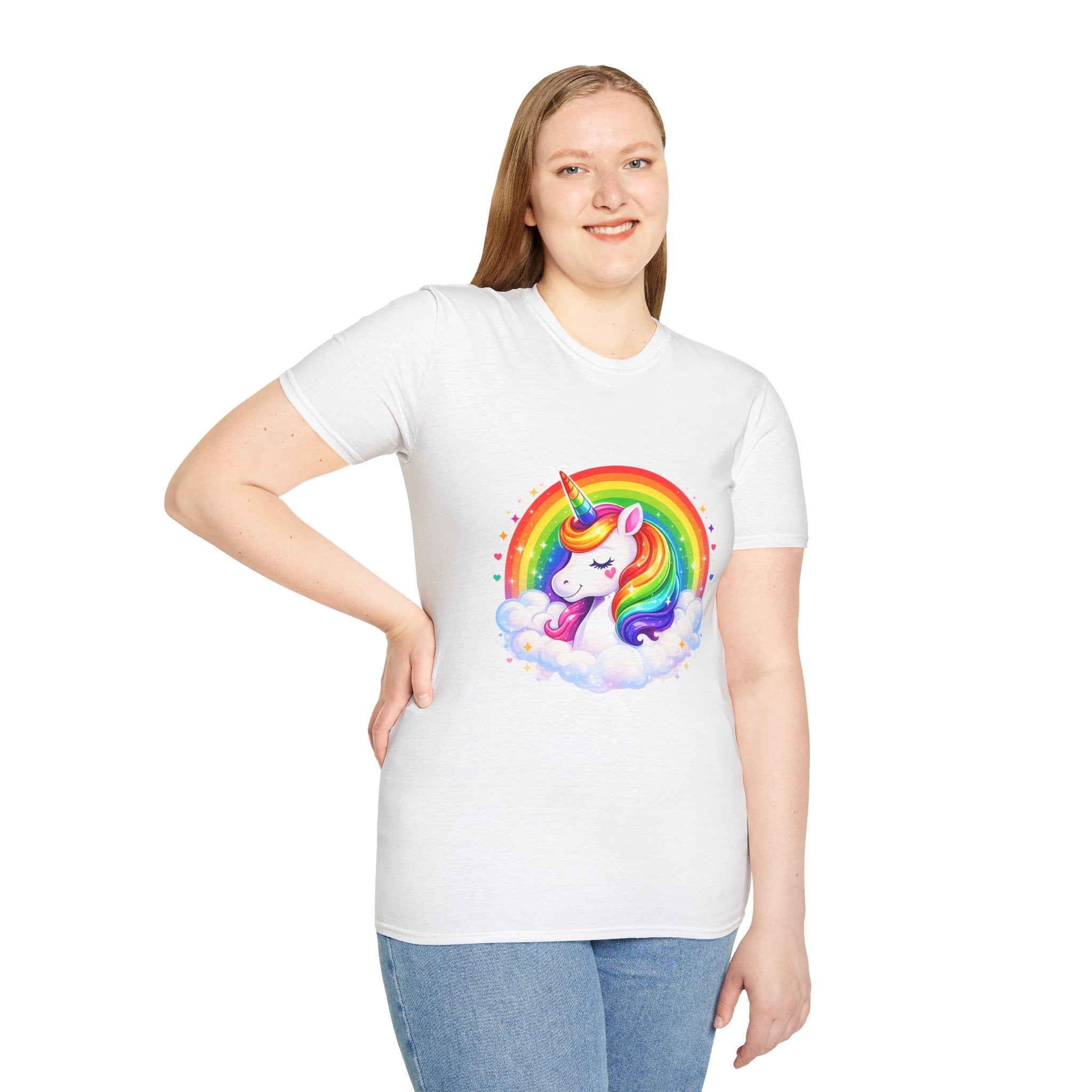 Pride Theme Graphic T-Shirt: Cute Colorful Unicorn with Rainbow Design