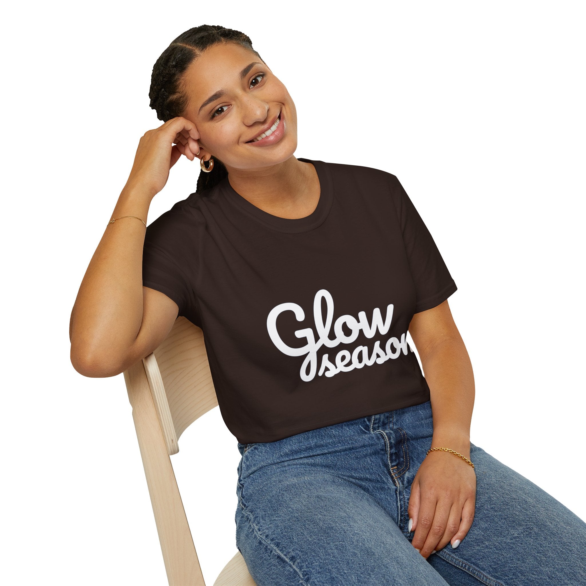Summer Theme Minimalist Typography T-Shirt, Glow Season Script Tee