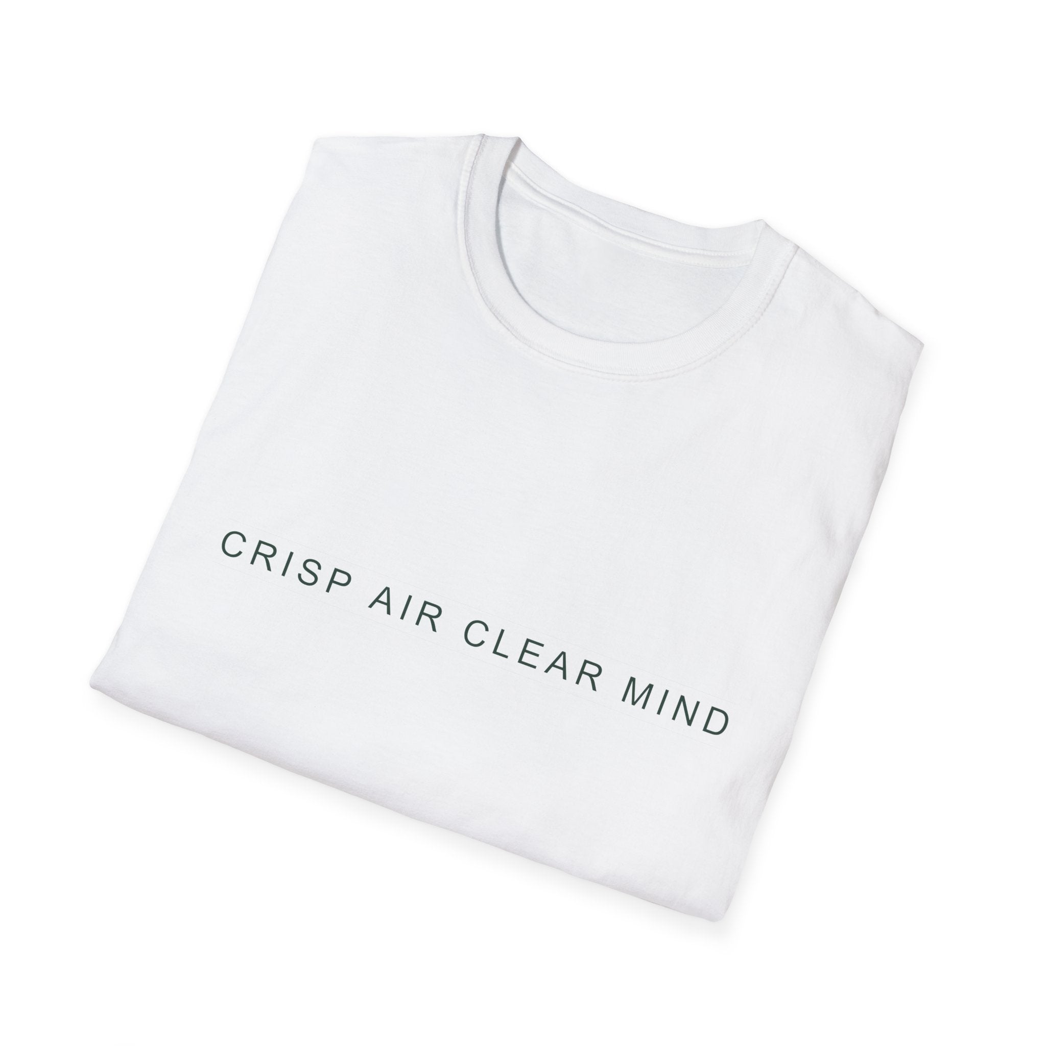 Fall Theme Minimalist Typography T-Shirt, Crisp Air Clear Mind Graphic Tee