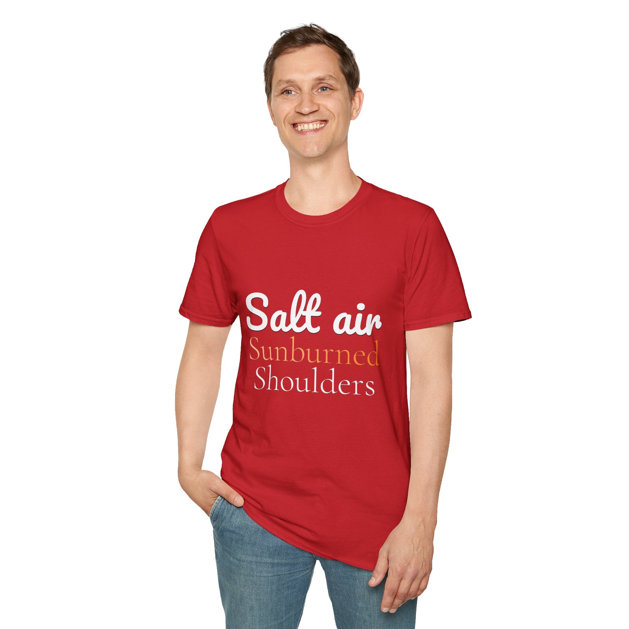 Summer Theme, Beach Quote Typography T-Shirt, Salt Air Sunburned Shoulders Tee