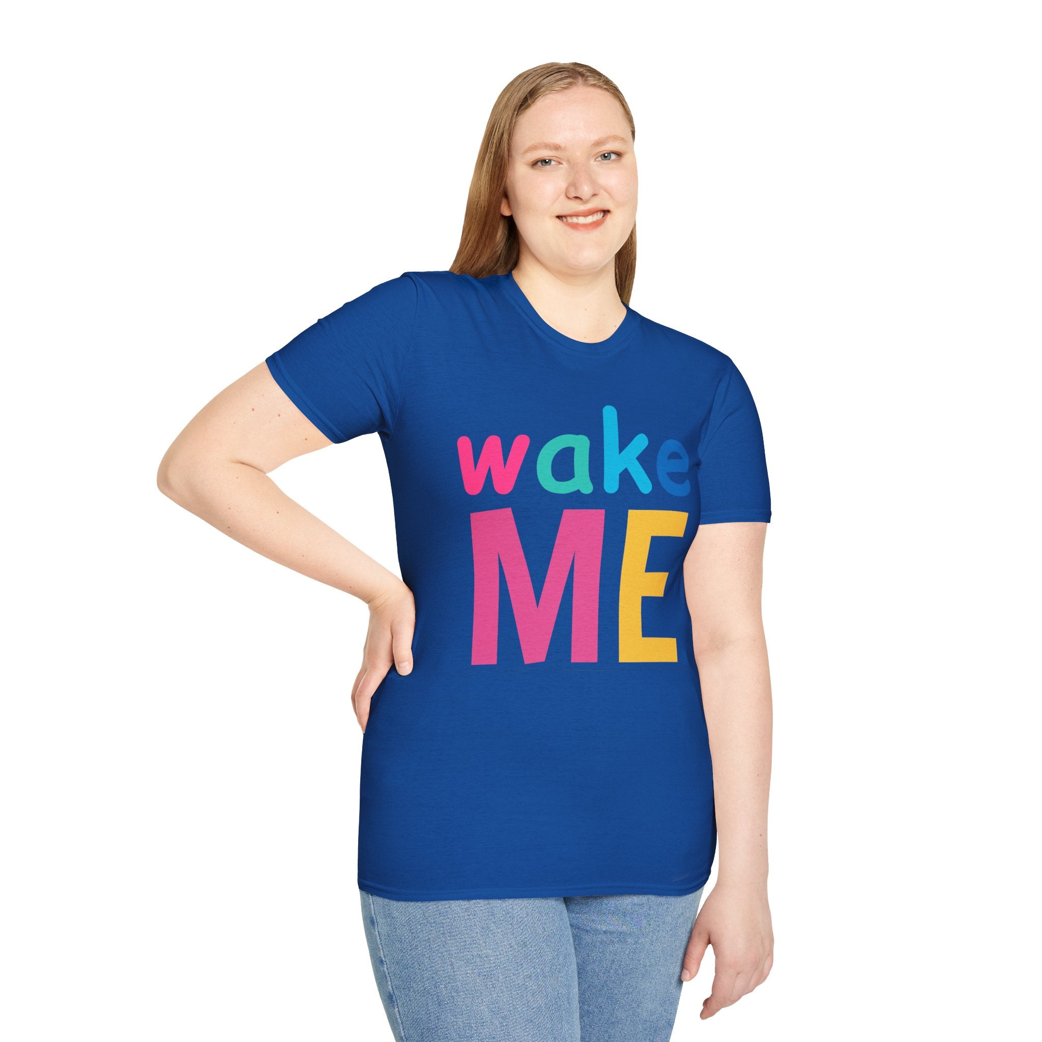 Colorful Theme Typography T-Shirt, Wake Me Graphic Tee