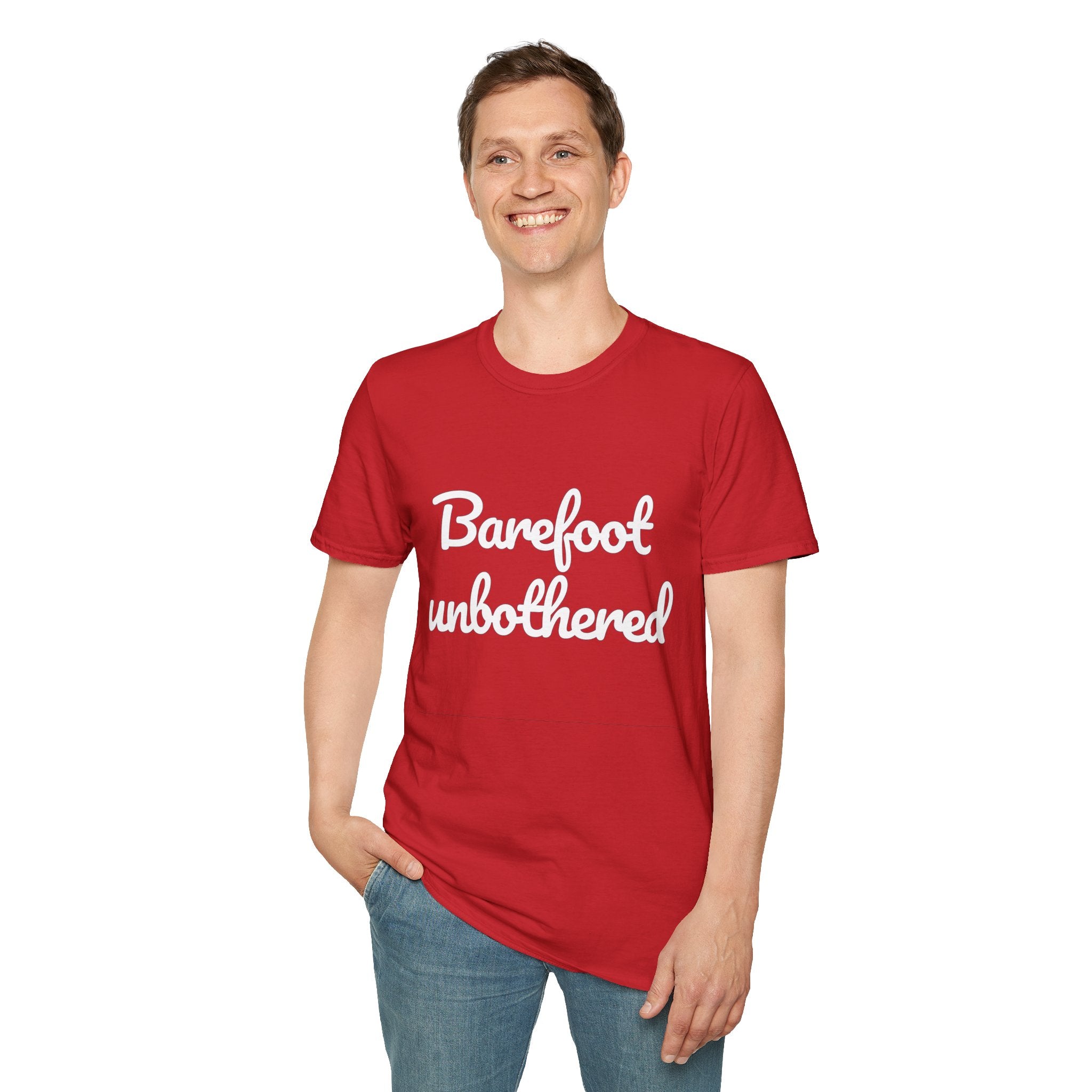 Summer Theme Minimalist Typography T-Shirt, Barefoot Unbothered Tee
