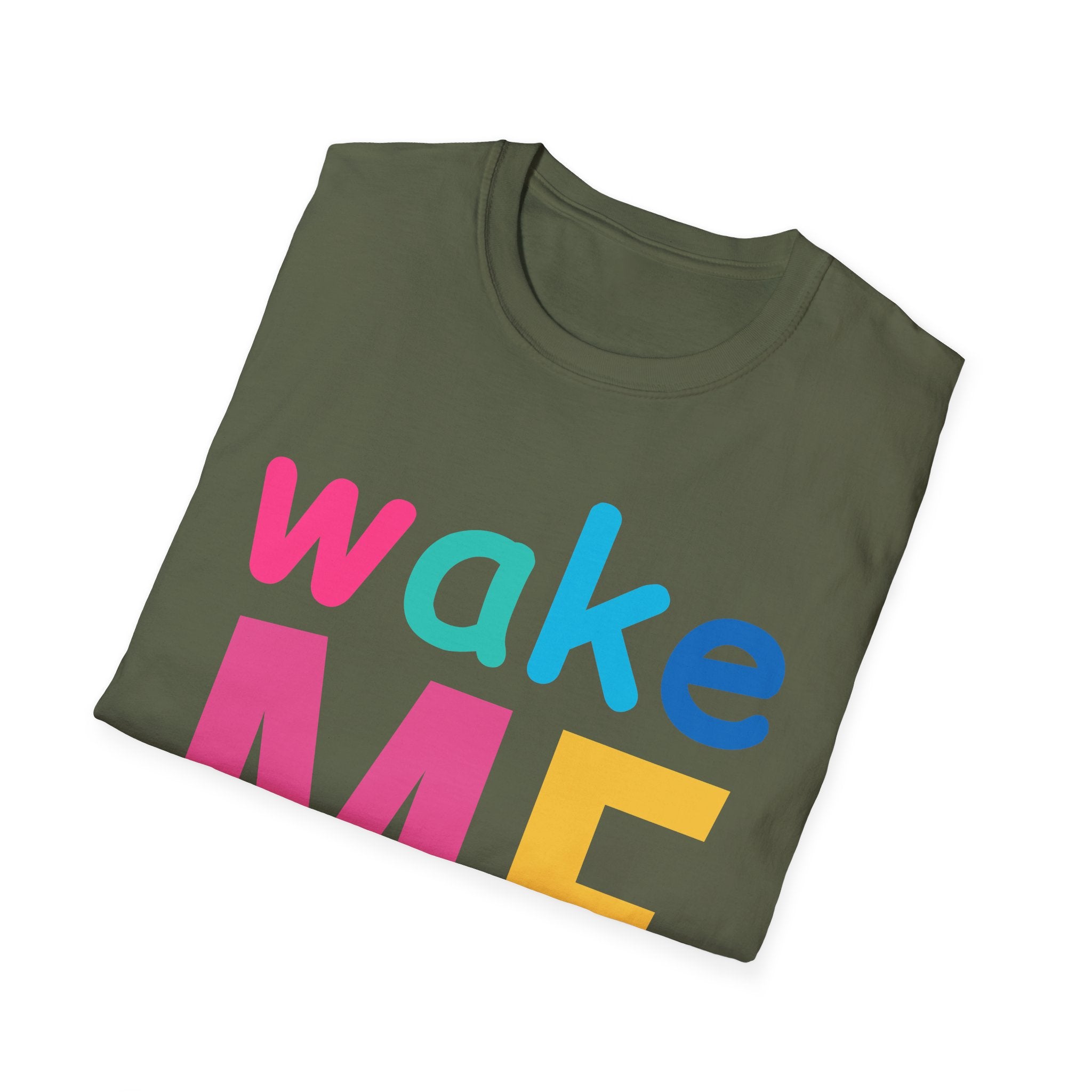 Colorful Theme Typography T-Shirt, Wake Me Graphic Tee