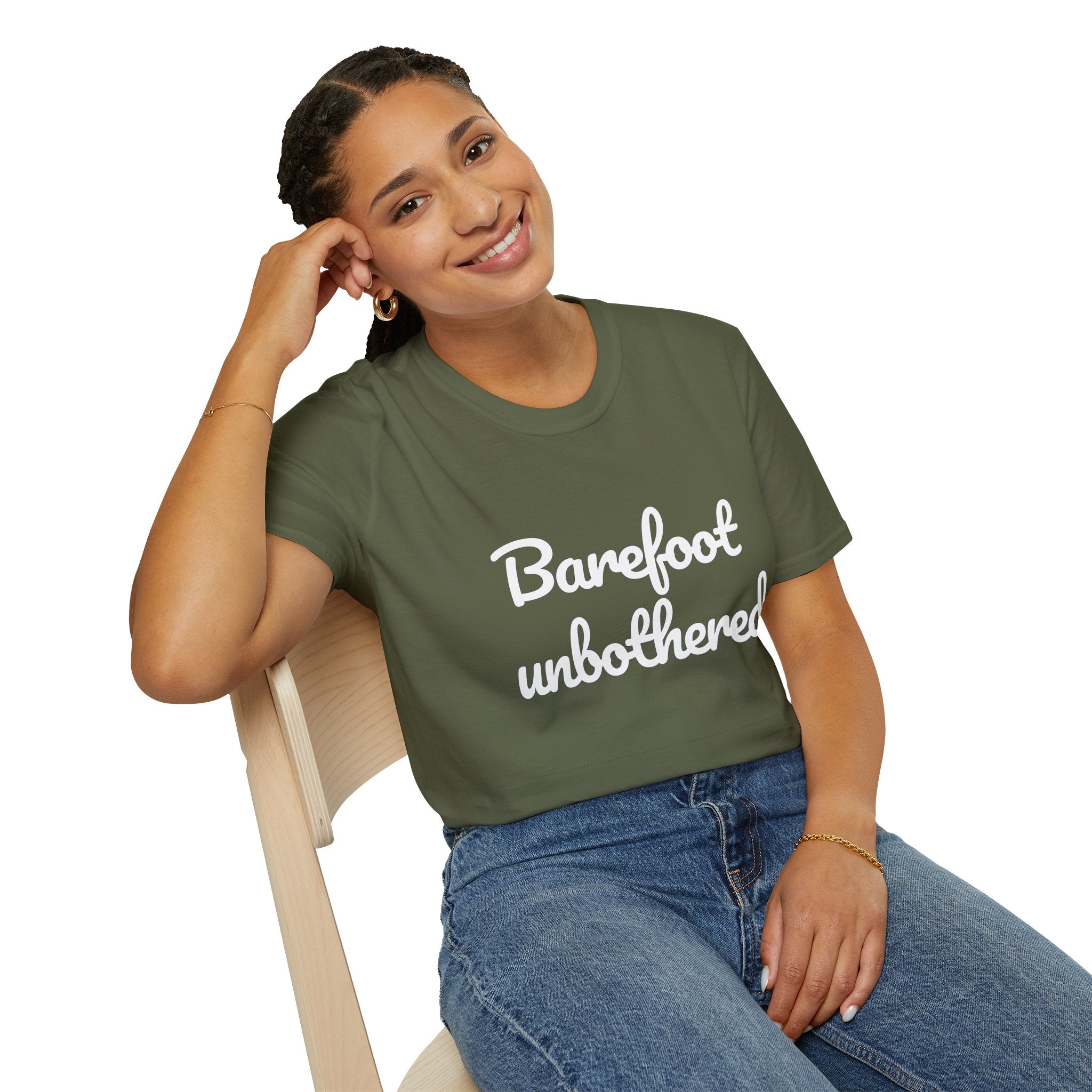 Summer Theme Minimalist Typography T-Shirt, Barefoot Unbothered Tee
