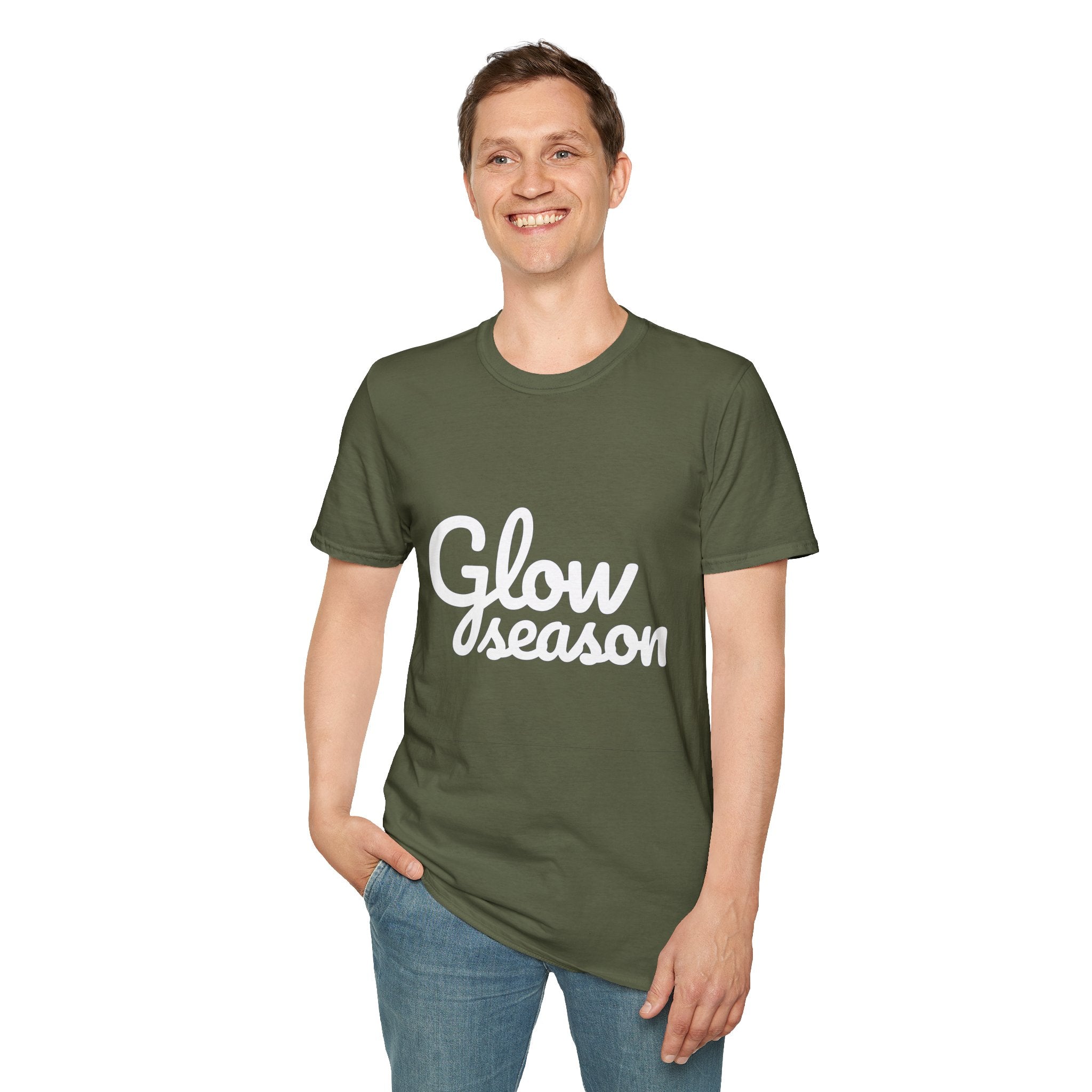 Summer Theme Minimalist Typography T-Shirt, Glow Season Script Tee