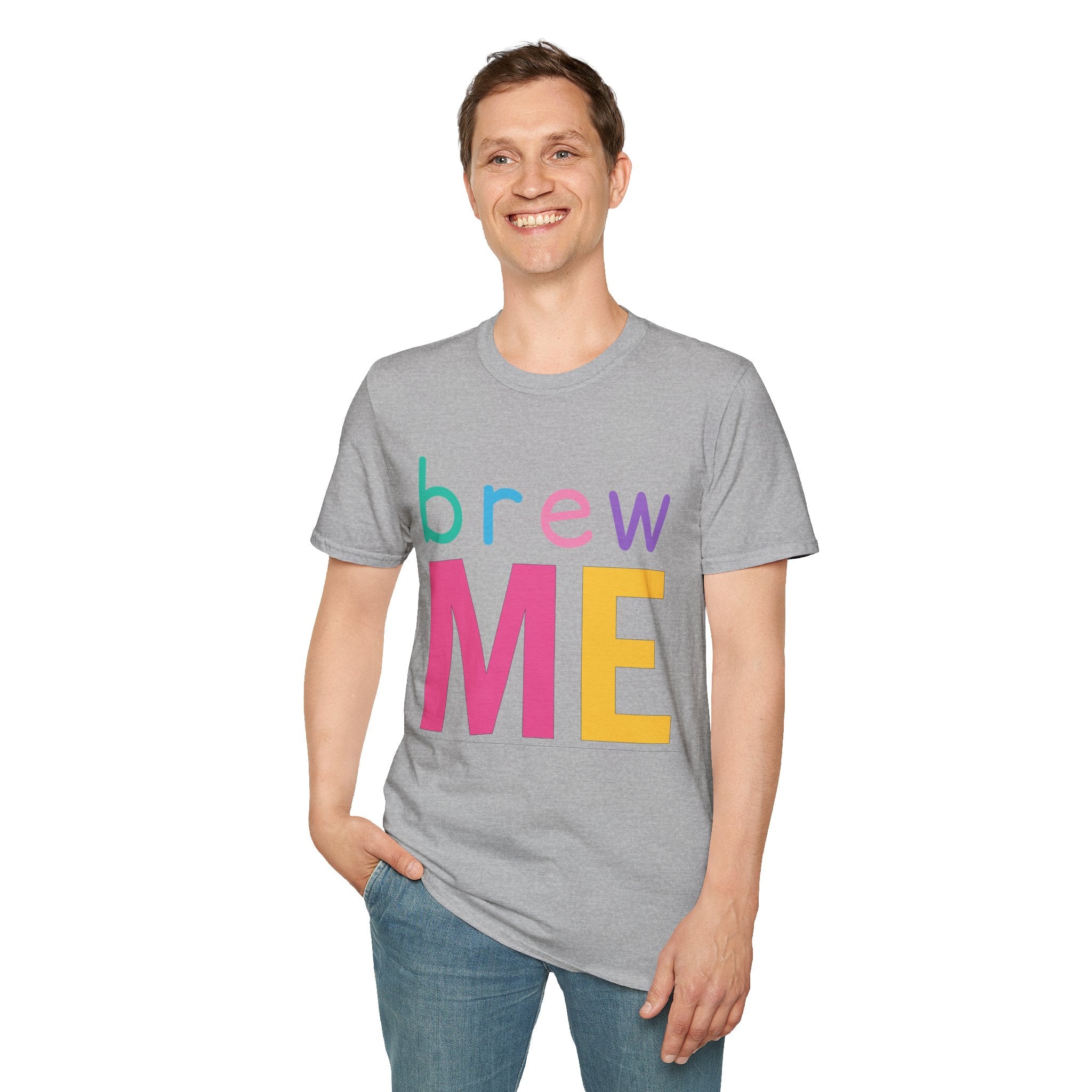 Colorful Theme Typography T-Shirt, Brew Me Colorful Graphic Tee