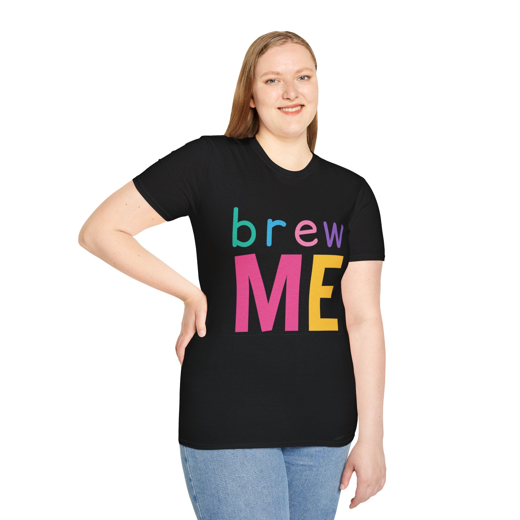 Colorful Theme Typography T-Shirt, Brew Me Colorful Graphic Tee