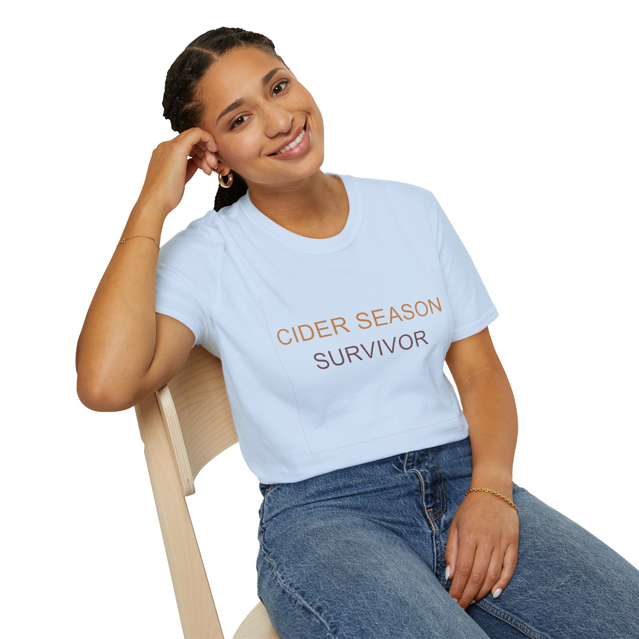 Fall Theme Minimalist Typography T-Shirt, Cider Season Survivor Graphic Tee