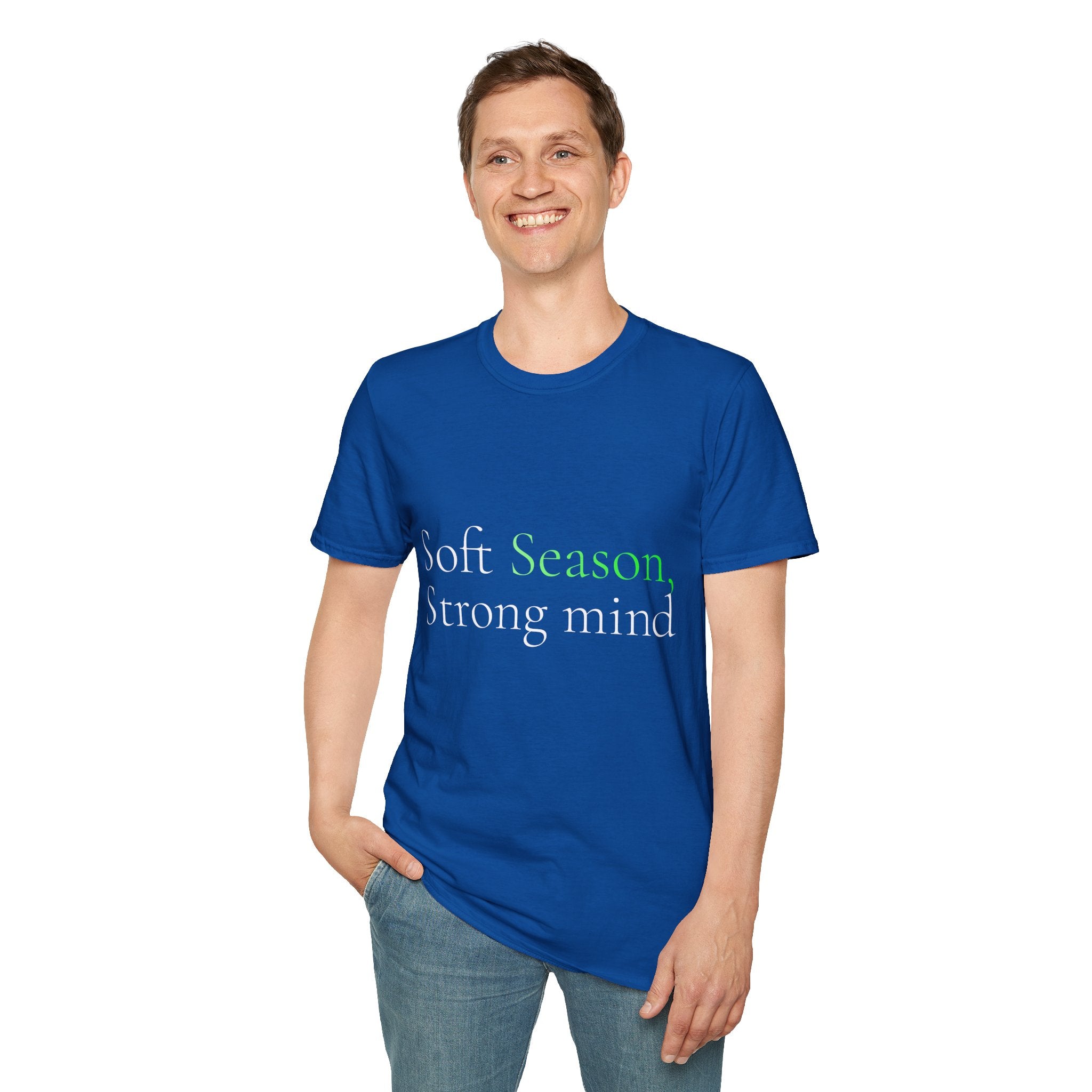 Spring Theme Typography T-Shirt, Soft Season Strong Mind Wellness Tee