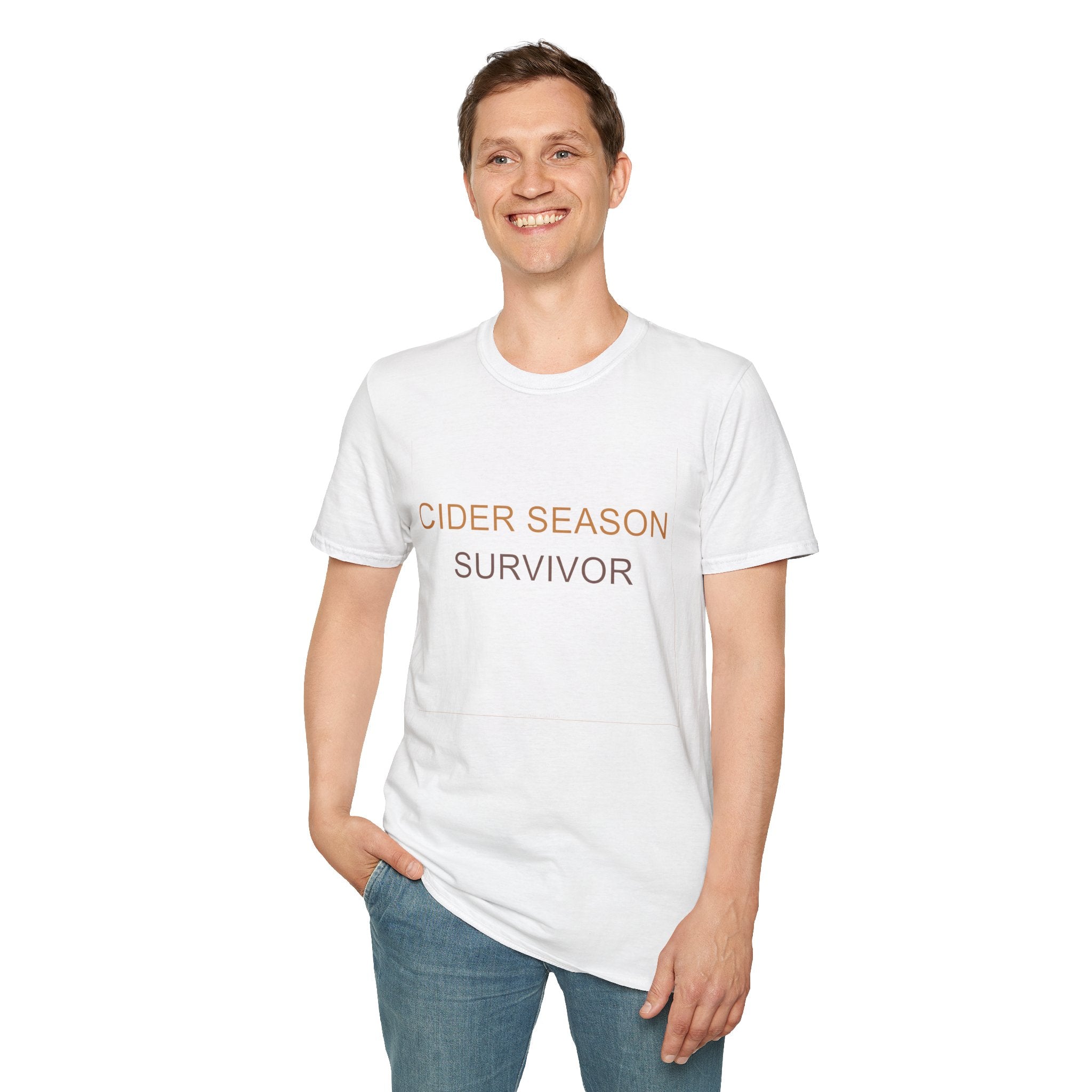 Fall Theme Minimalist Typography T-Shirt, Cider Season Survivor Graphic Tee