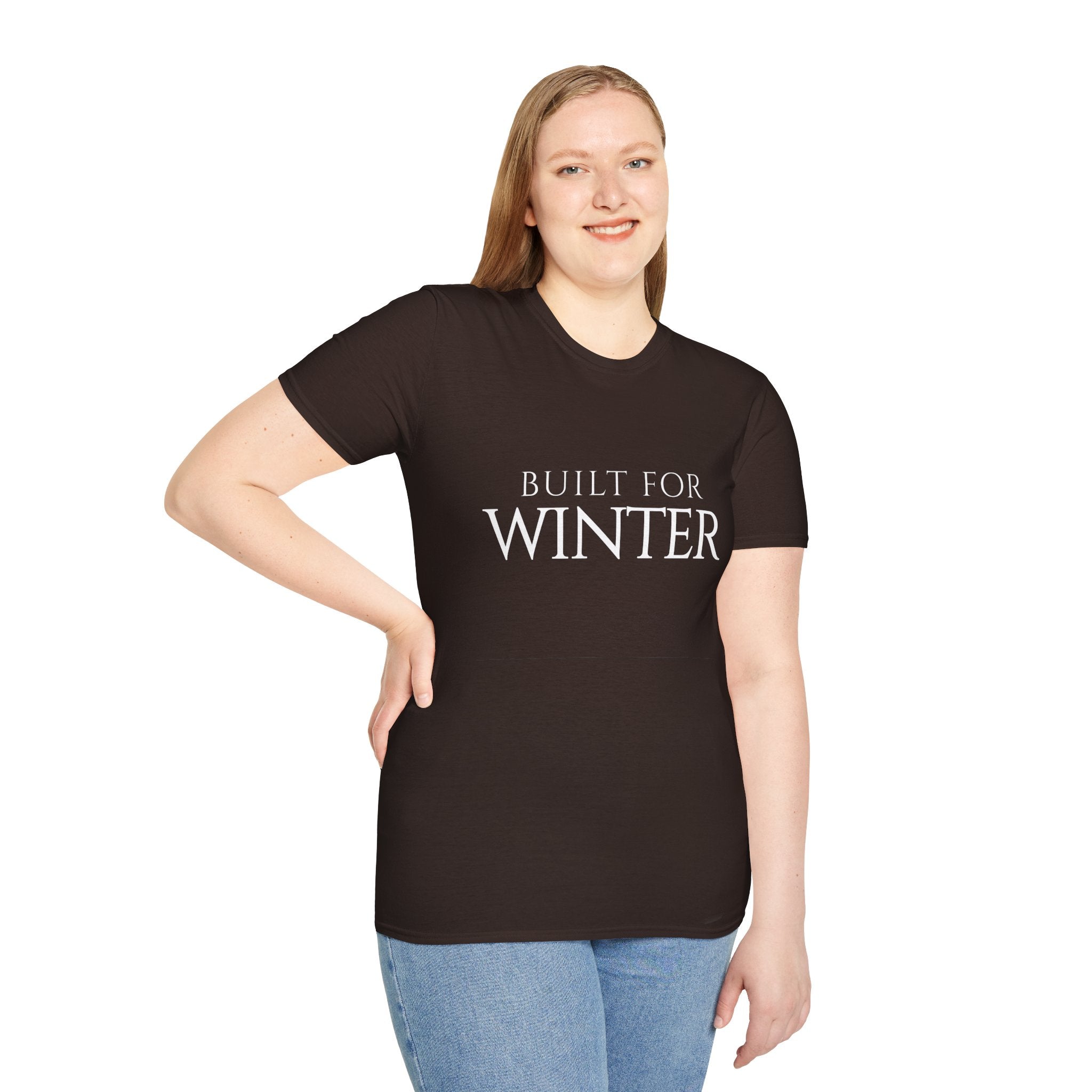Winter Theme Minimalist Typography Graphic T-Shirt, Built For Winter Tee