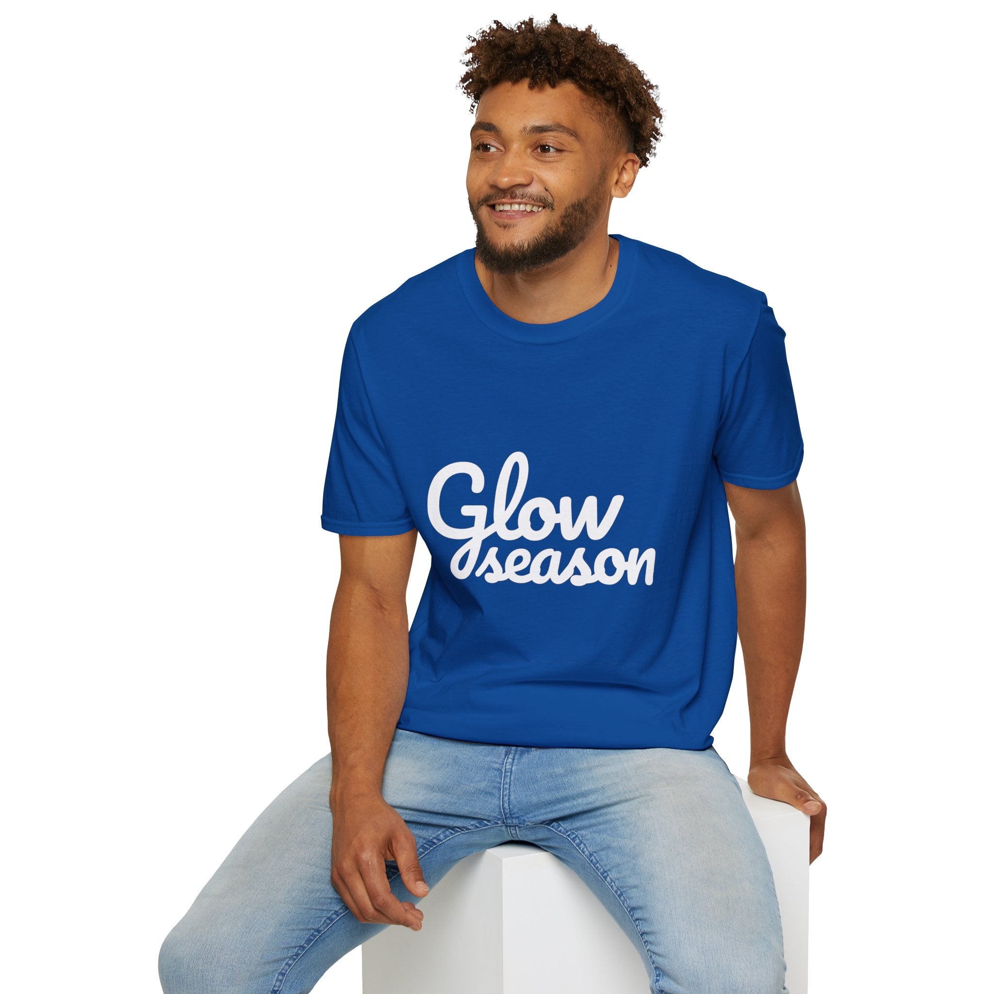 Summer Theme Minimalist Typography T-Shirt, Glow Season Script Tee