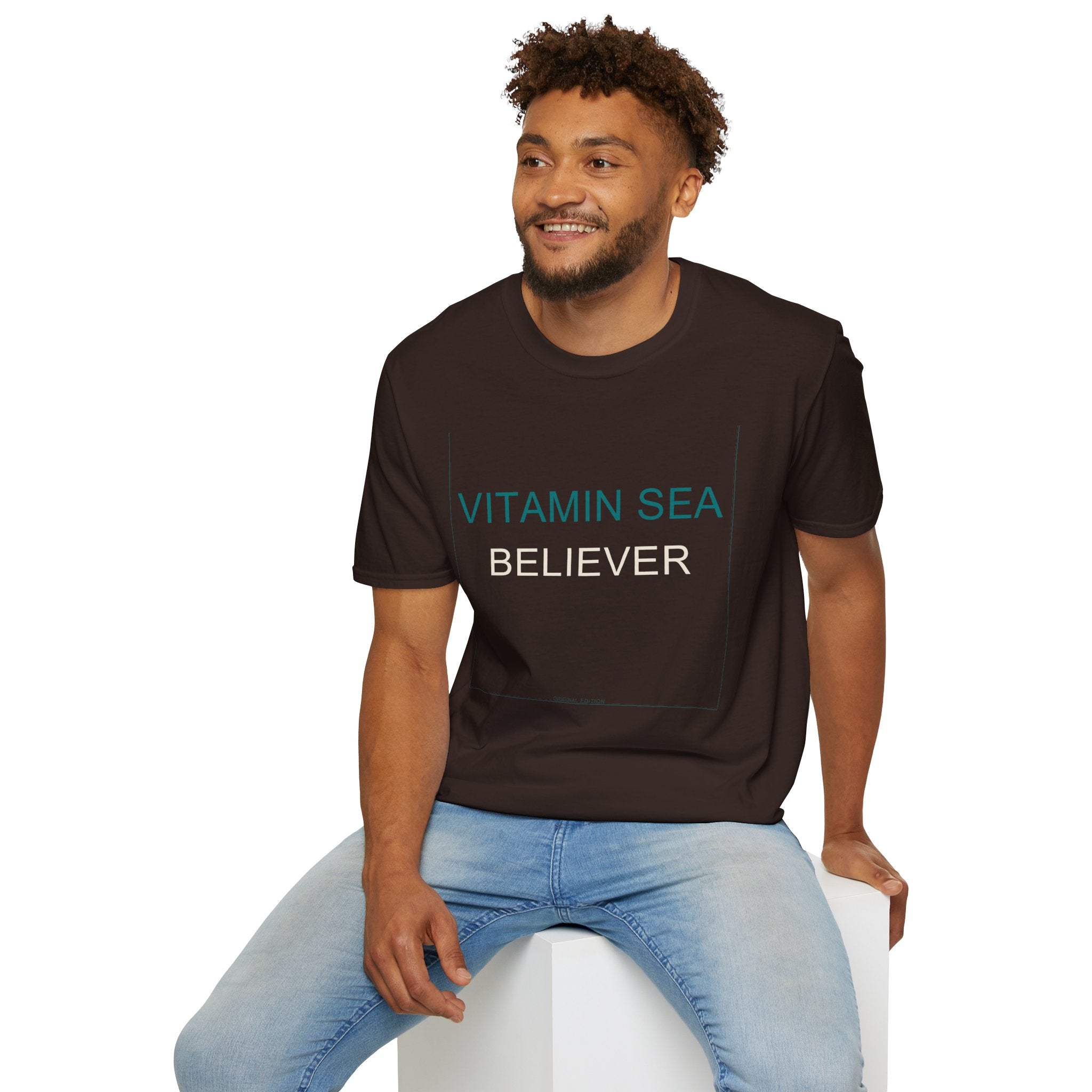 Summer Theme Minimalist Typography T-Shirt, Vitamin Sea Believer Tee