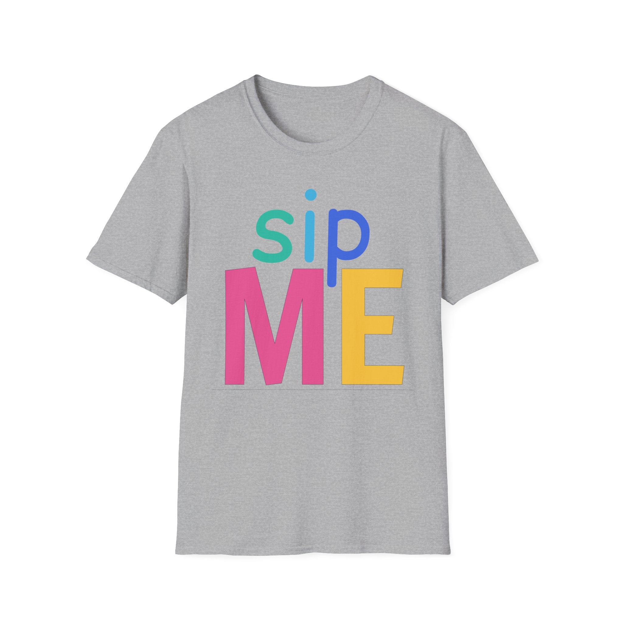 Colorful Theme Typography T-Shirt, Sip Me Graphic Tee